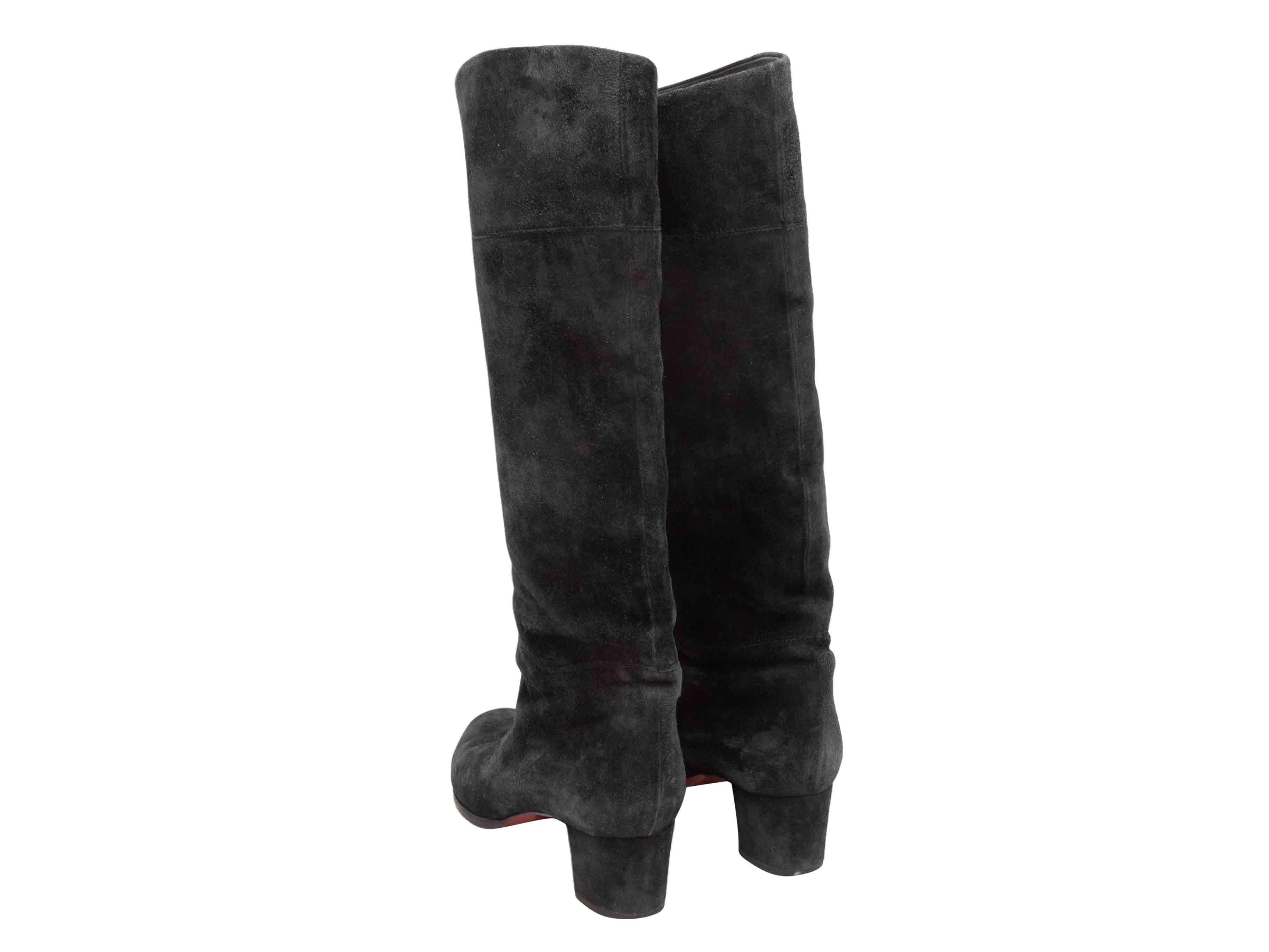 Black Christian Louboutin Suede Knee-High Heeled Boots Size 41.5 im Zustand „Gut“ im Angebot in New York, NY