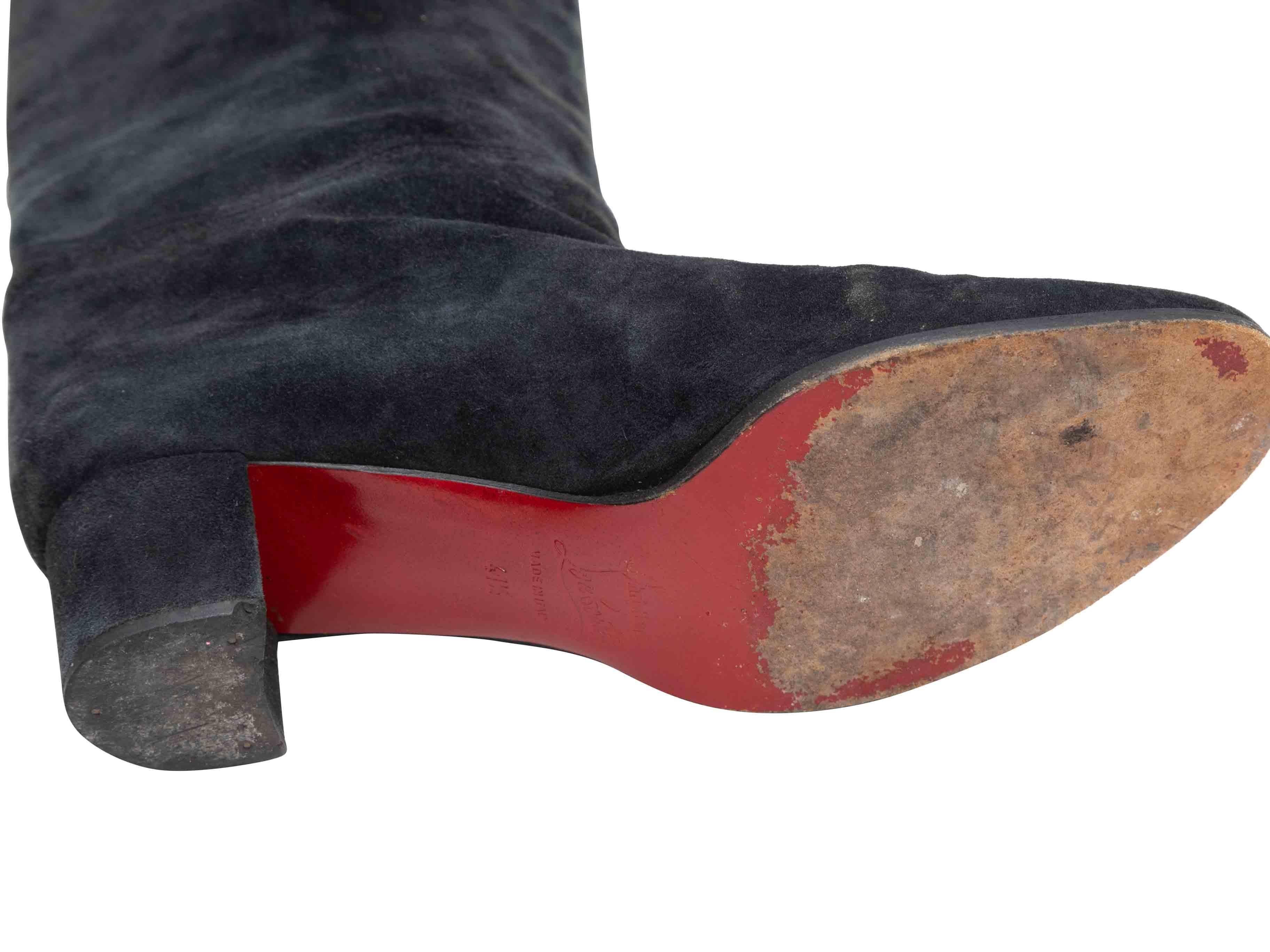 Black Christian Louboutin Suede Knee-High Heeled Boots Size 41.5 Damen im Angebot