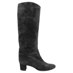 Black Christian Louboutin Suede Knee-High Heeled Boots Size 41.5