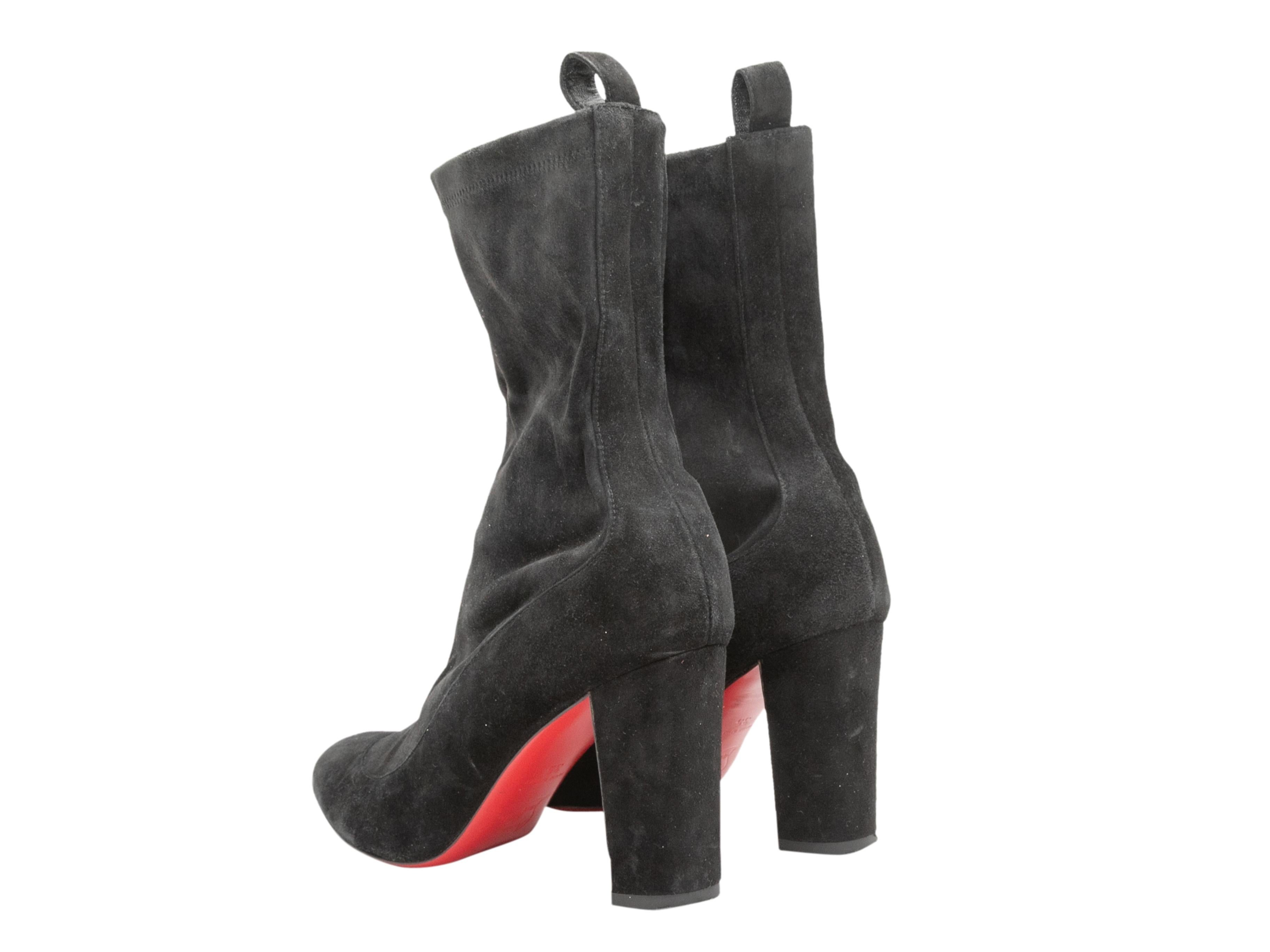Black Christian Louboutin Suede Mid-Calf Boots Size 35 In Good Condition For Sale In New York, NY