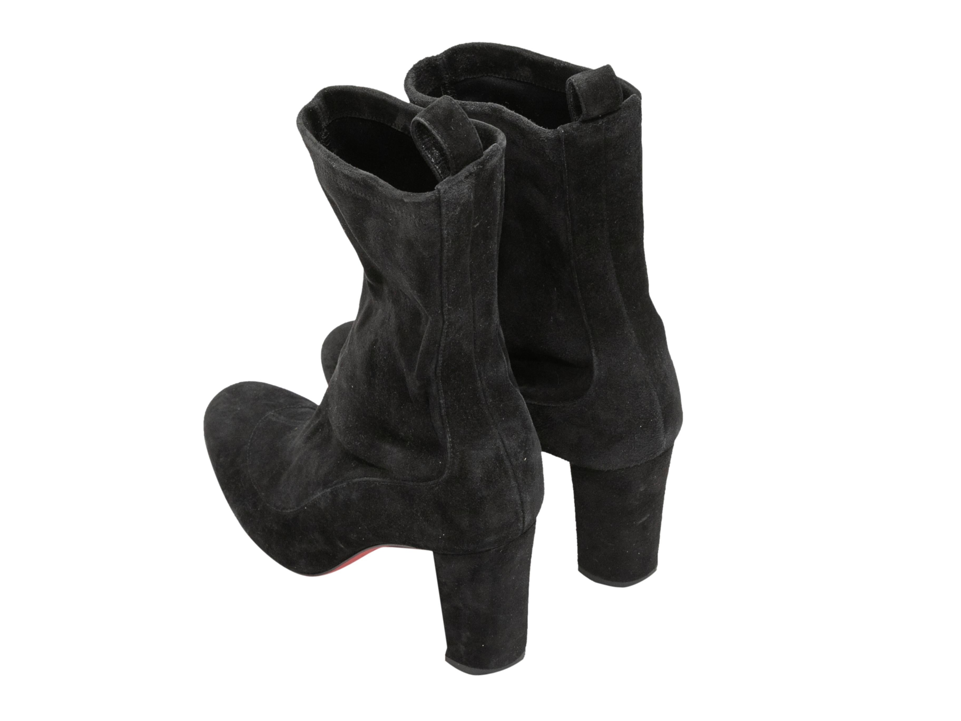 Women's Black Christian Louboutin Suede Mid-Calf Boots Size 35 For Sale