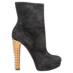 Black Christian Louboutin Suede Spike Heel Ankle Boots Size 41.5
