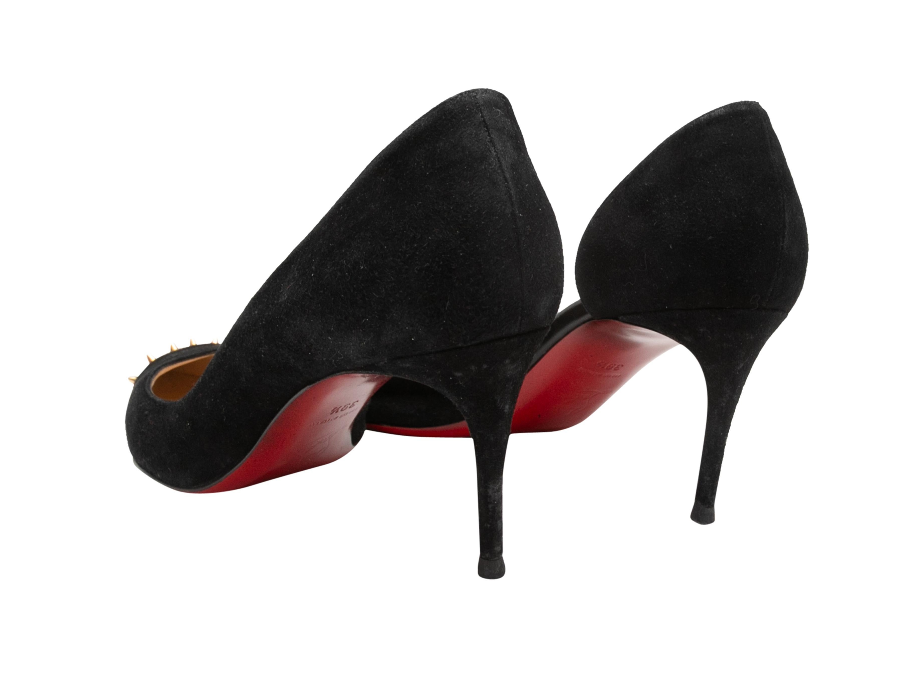 Black Christian Louboutin Suede Studded Pumps Size 39.5 For Sale 1