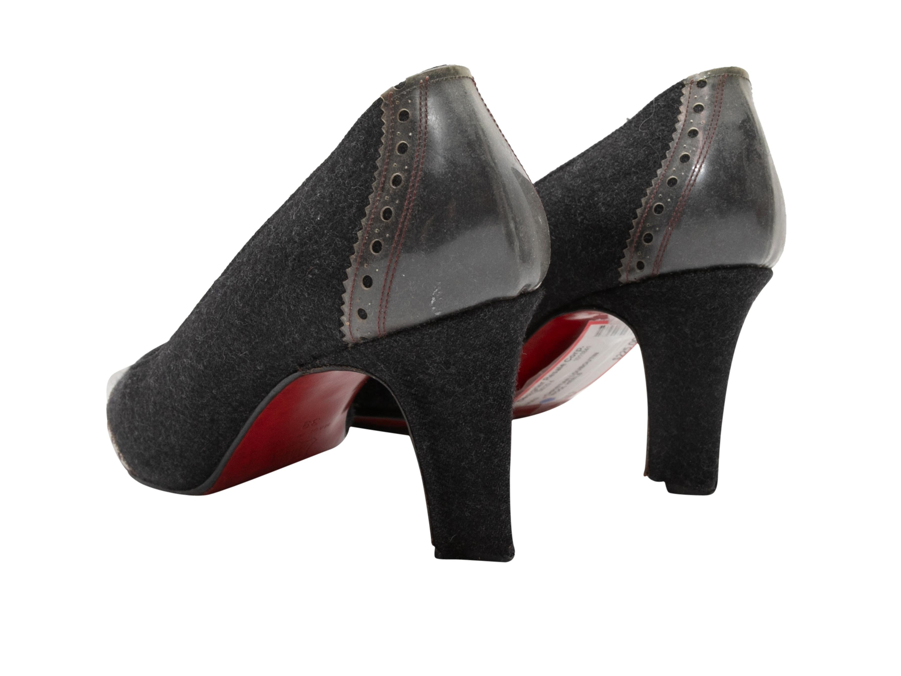 Women's Black Christian Louboutin Wool & Leather Pumps Size 39 For Sale