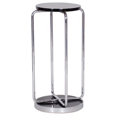 Black Chrome Bauhaus Pedestal by Slezák, Perfect Condition, Design Thonet, 1930s