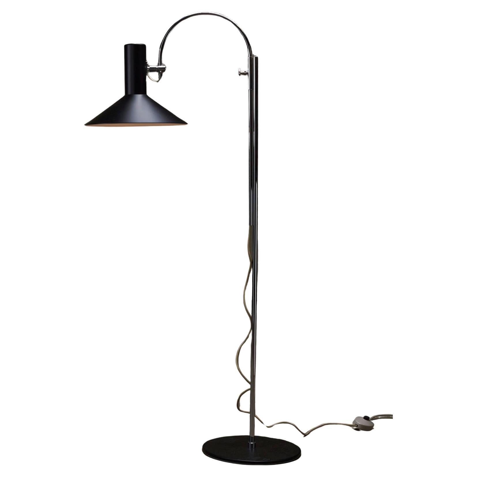 Black 
Chrome "Formel" Floor Lamp by Hans Due for Fog 
Mørup, 1970s For Sale