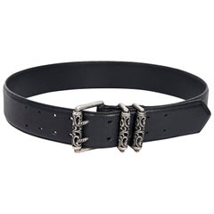 Black Chrome Hearts Leather Belt