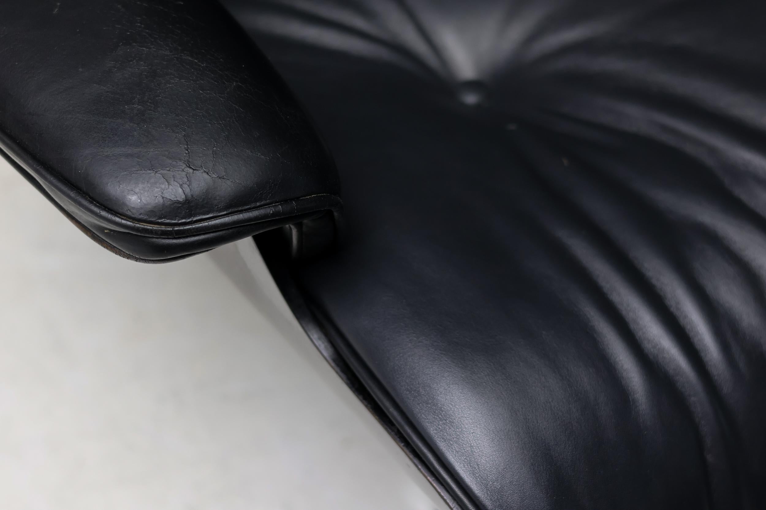 Silla Eames 670 Lounge Negra y Cromada de Herman Miller en Bueno Estado en Dronten, NL