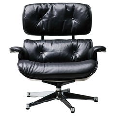Herman Miller Eames 670 Loungesessel in Schwarz & Chrom, schwarz