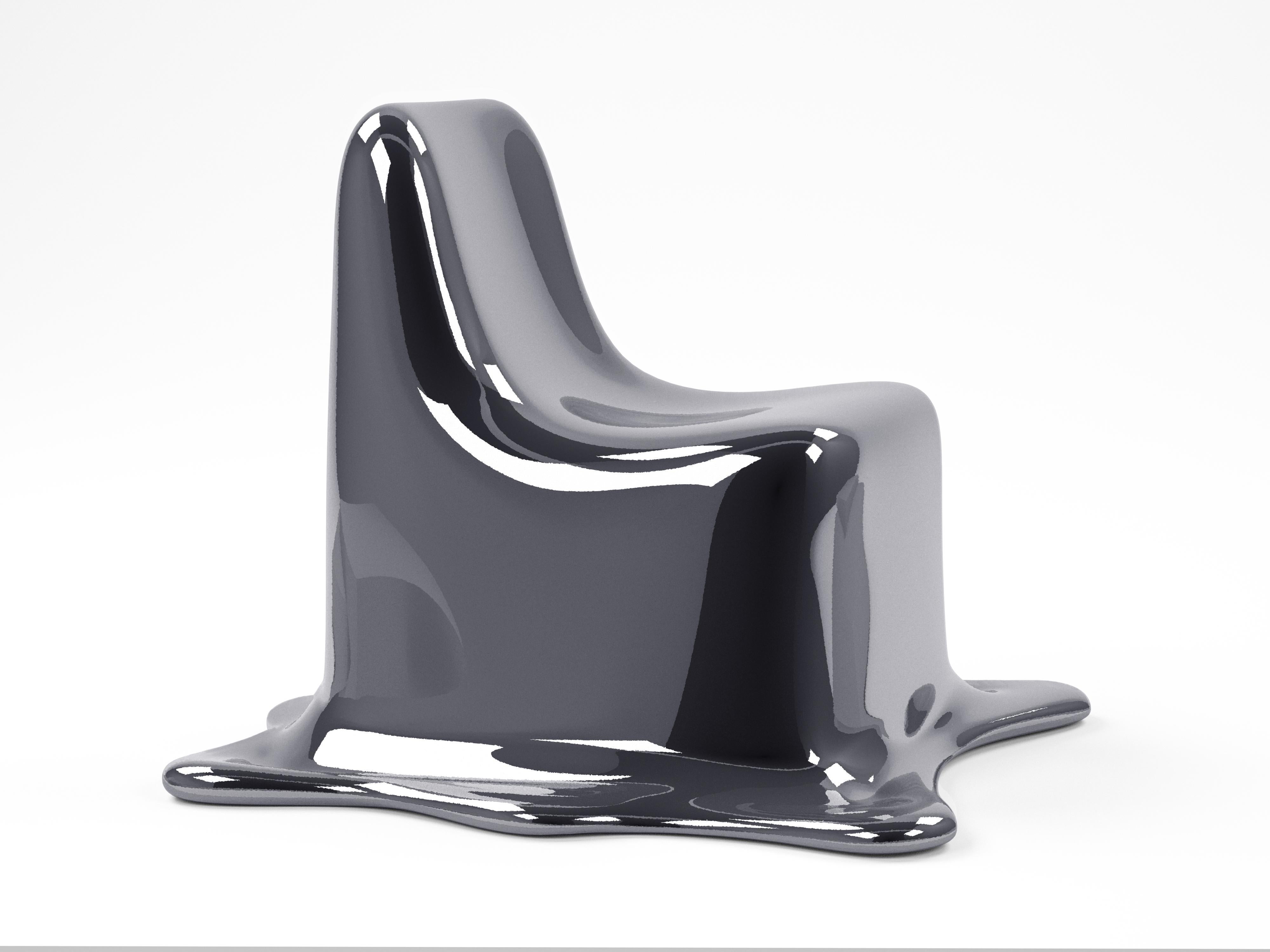 Melting-Stuhl aus schwarzem Chrom von Philipp Aduatz (Österreichisch) im Angebot