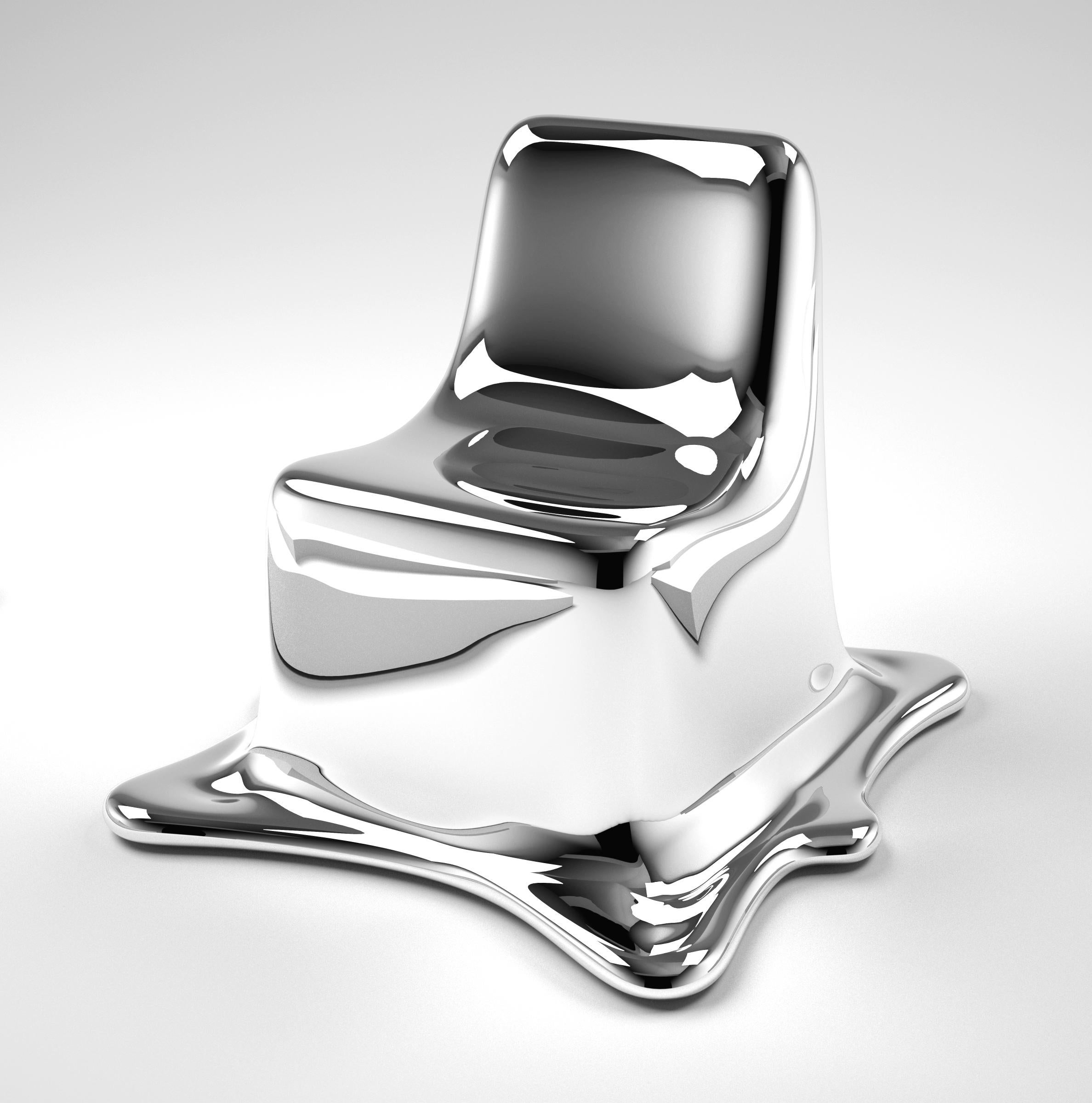 Melting-Stuhl aus schwarzem Chrom von Philipp Aduatz im Angebot 1