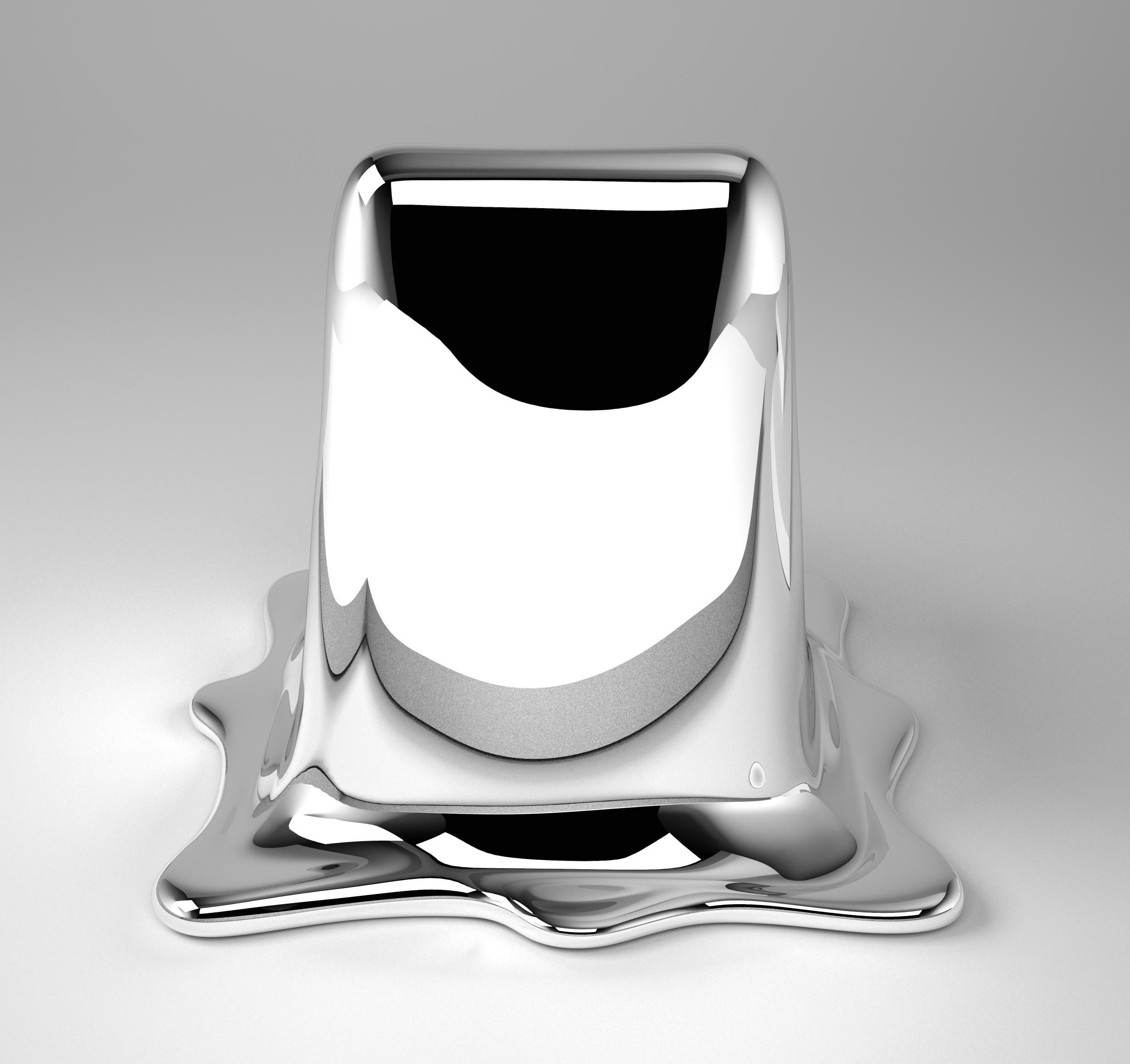 Melting-Stuhl aus schwarzem Chrom von Philipp Aduatz im Angebot 3