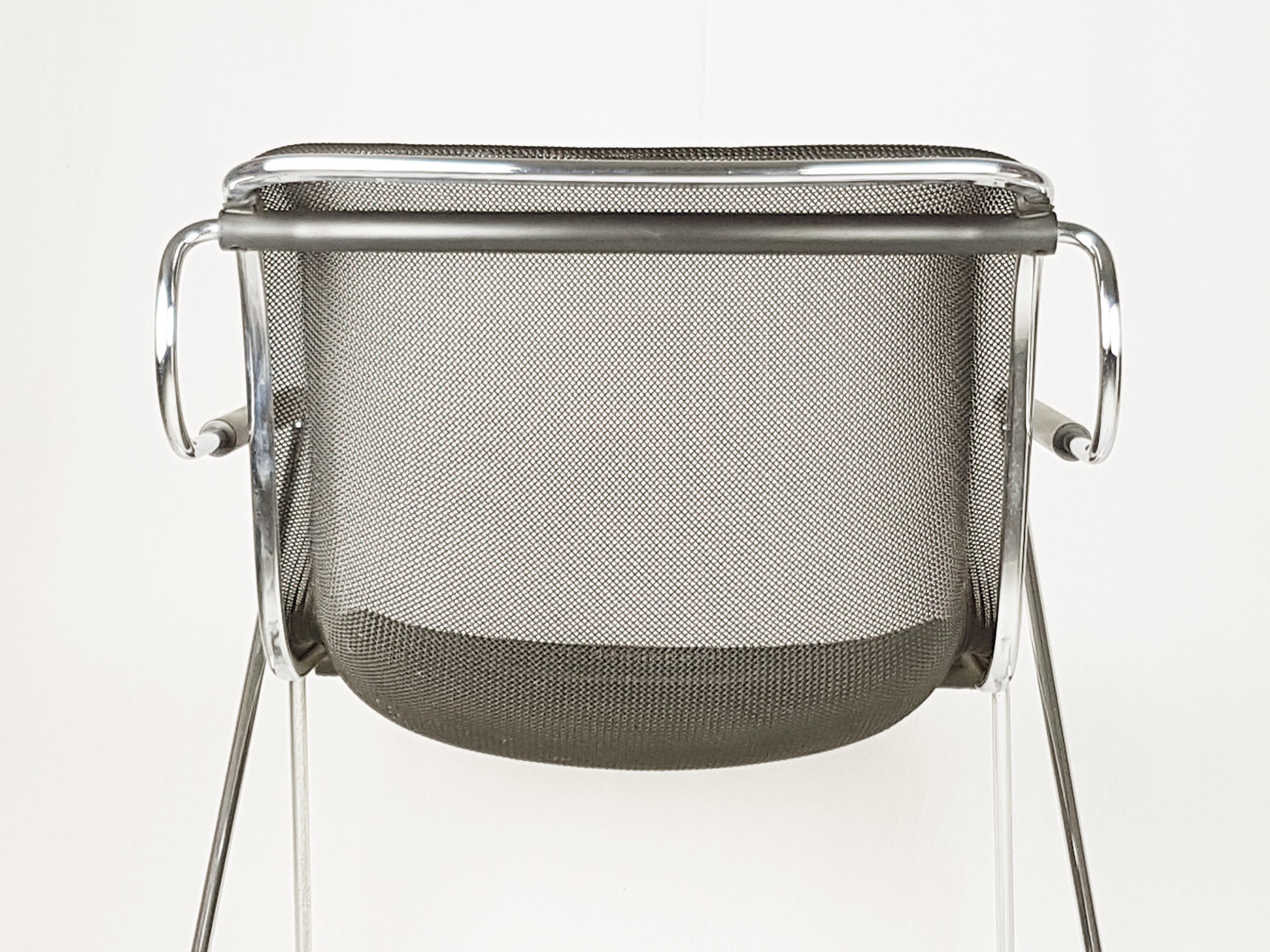 Black & Chrome Plated Metal Penelope Armchair by C. Pollock for A. Castelli, 80s For Sale 4