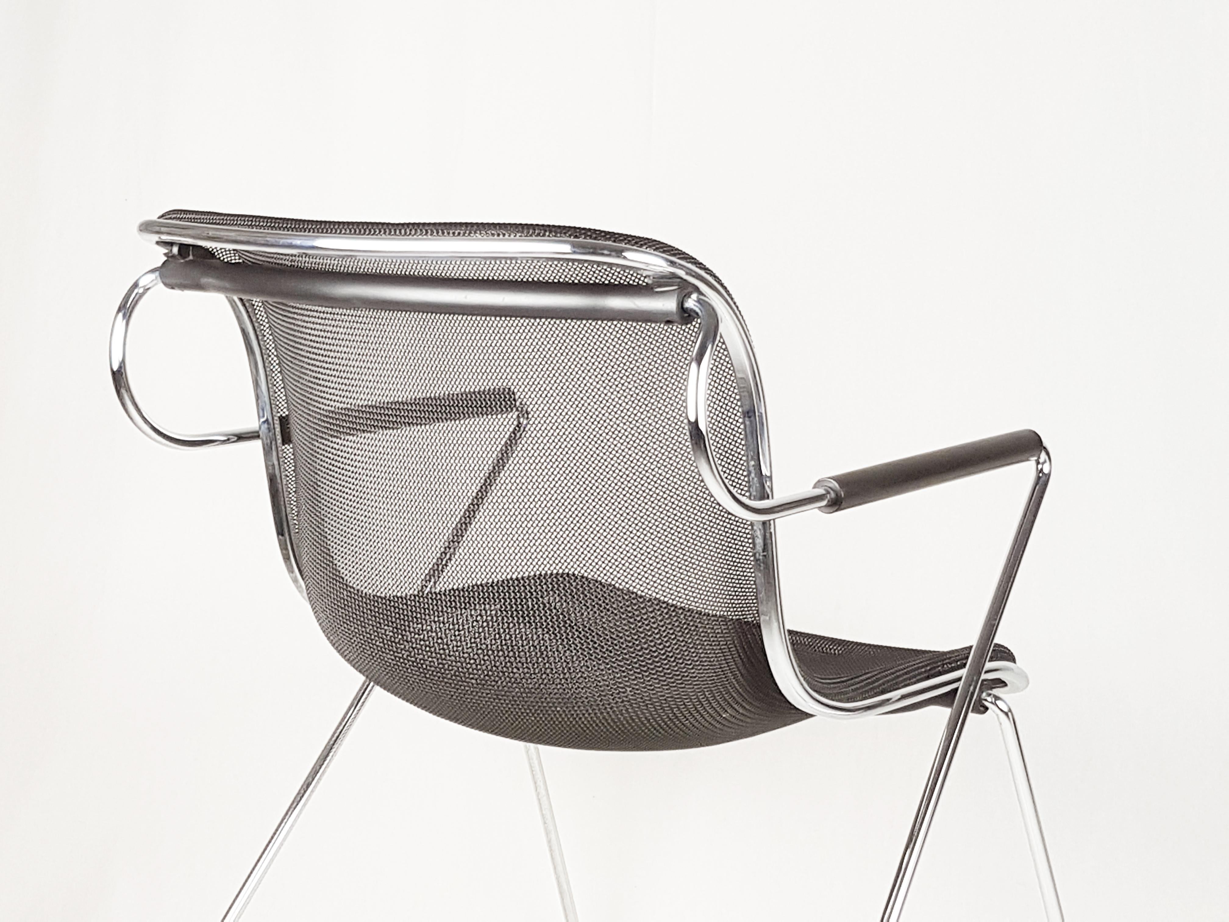 Italian Black & Chrome Plated Metal Penelope Armchair by C. Pollock for A. Castelli, 80s For Sale