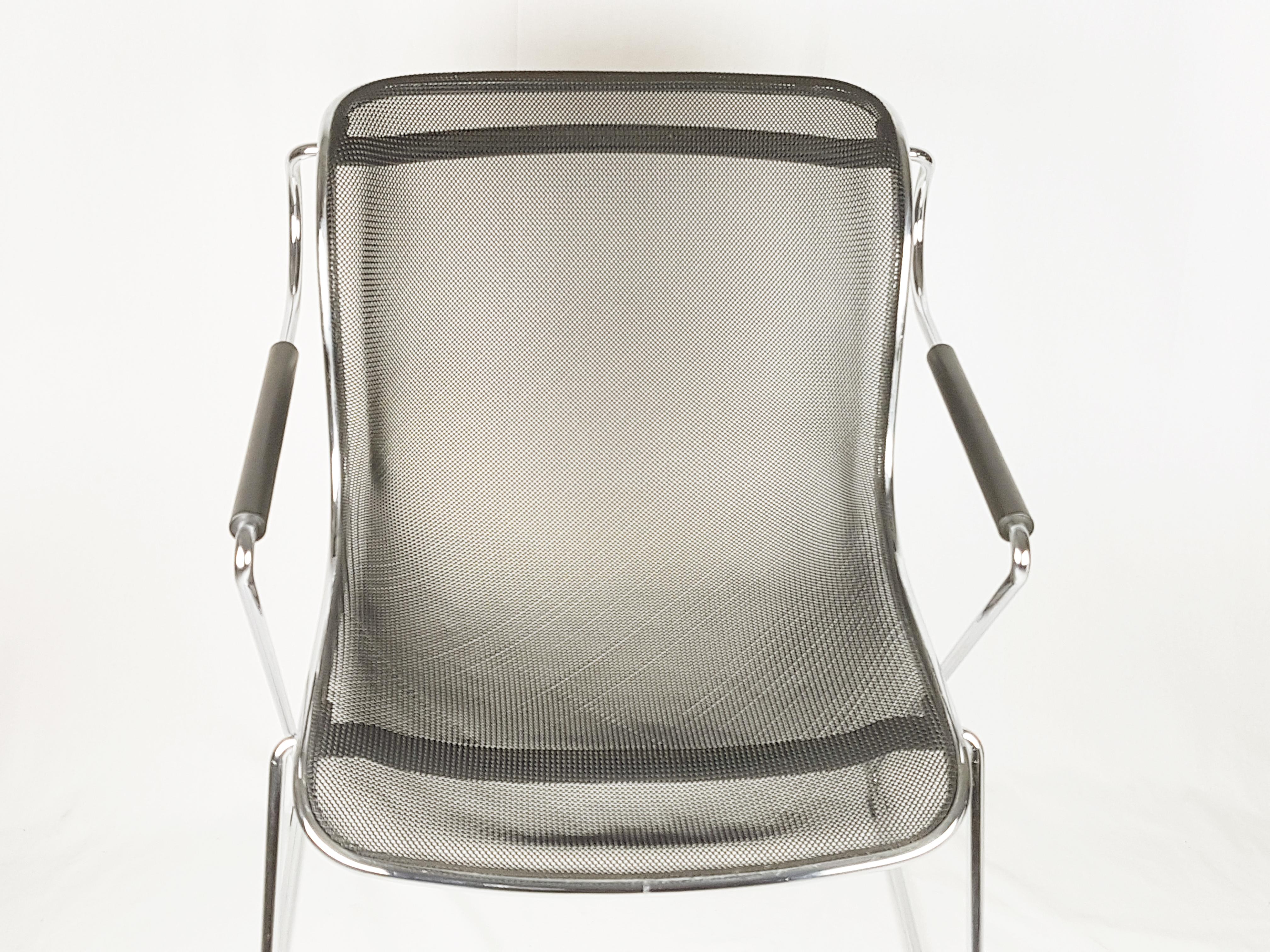 Black & Chrome Plated Metal Penelope Armchair by C. Pollock for A. Castelli, 80s For Sale 1