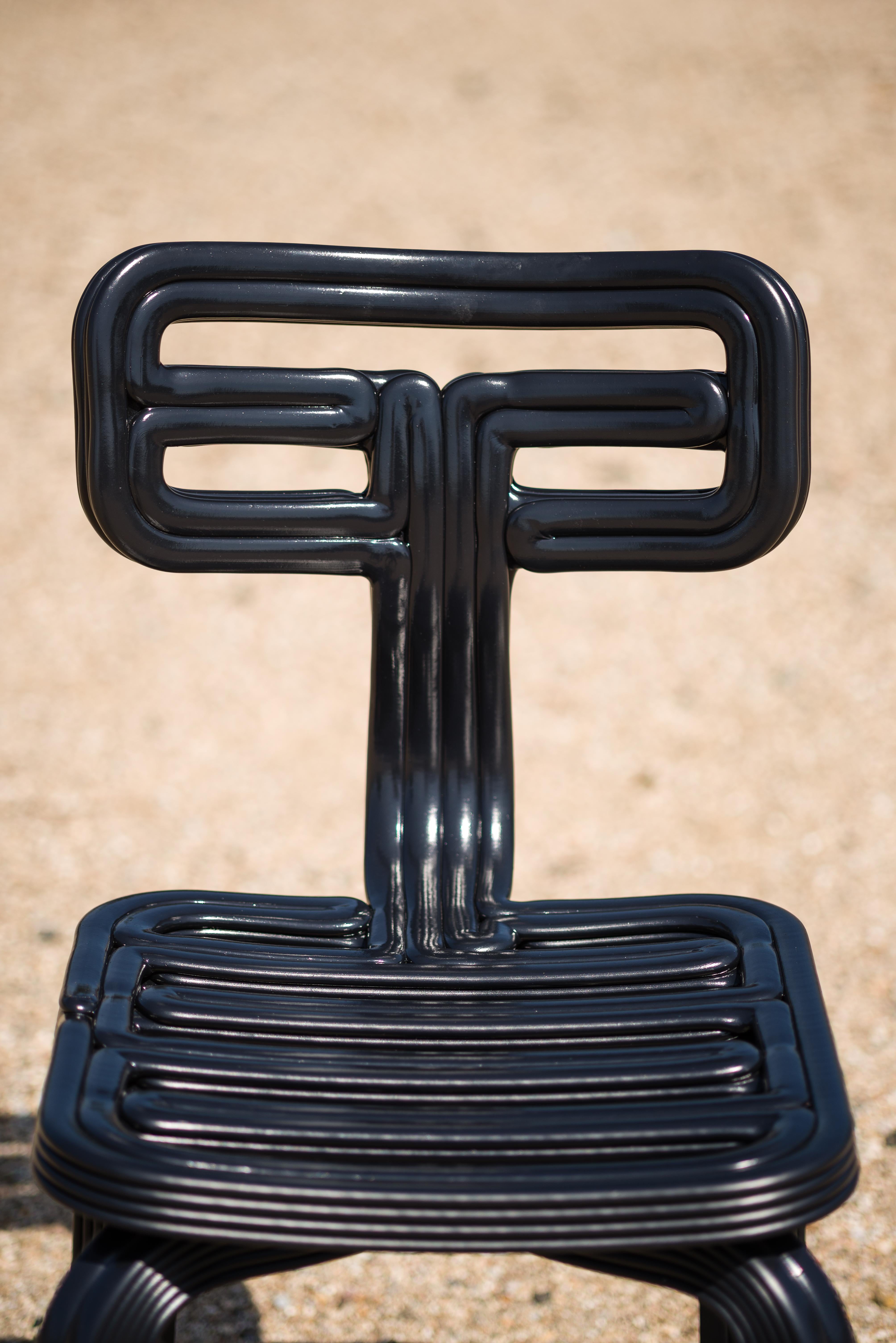 Black Chubby Chair in 3d Printed Recycled Plastic For Sale 3