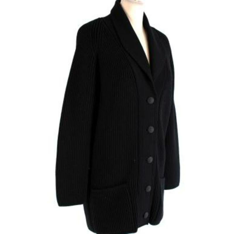Black Chunky Knit Cardigan In Excellent Condition For Sale In London, GB
