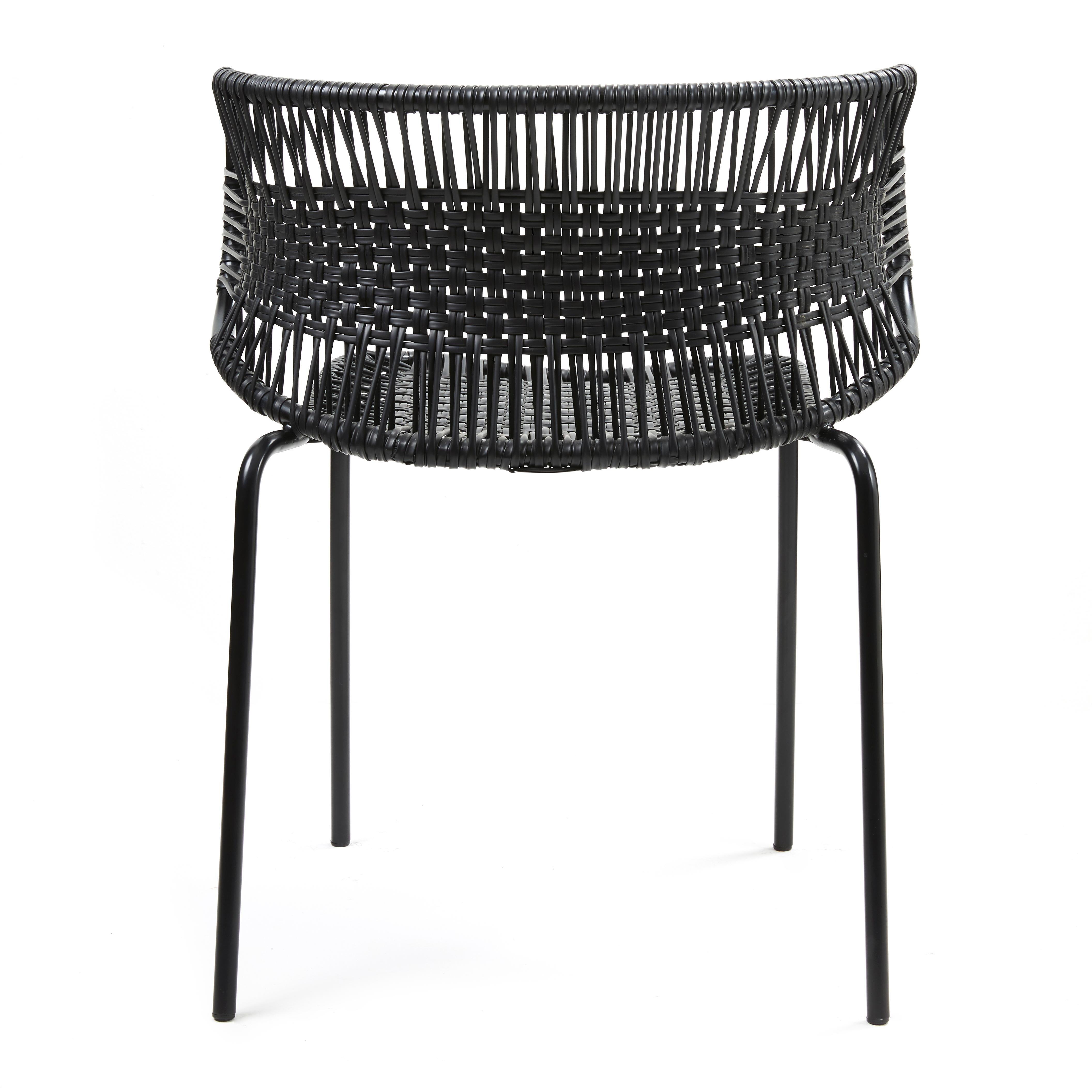 Black Cielo Stacking Chair with Armrest by Sebastian Herkner In New Condition For Sale In Geneve, CH