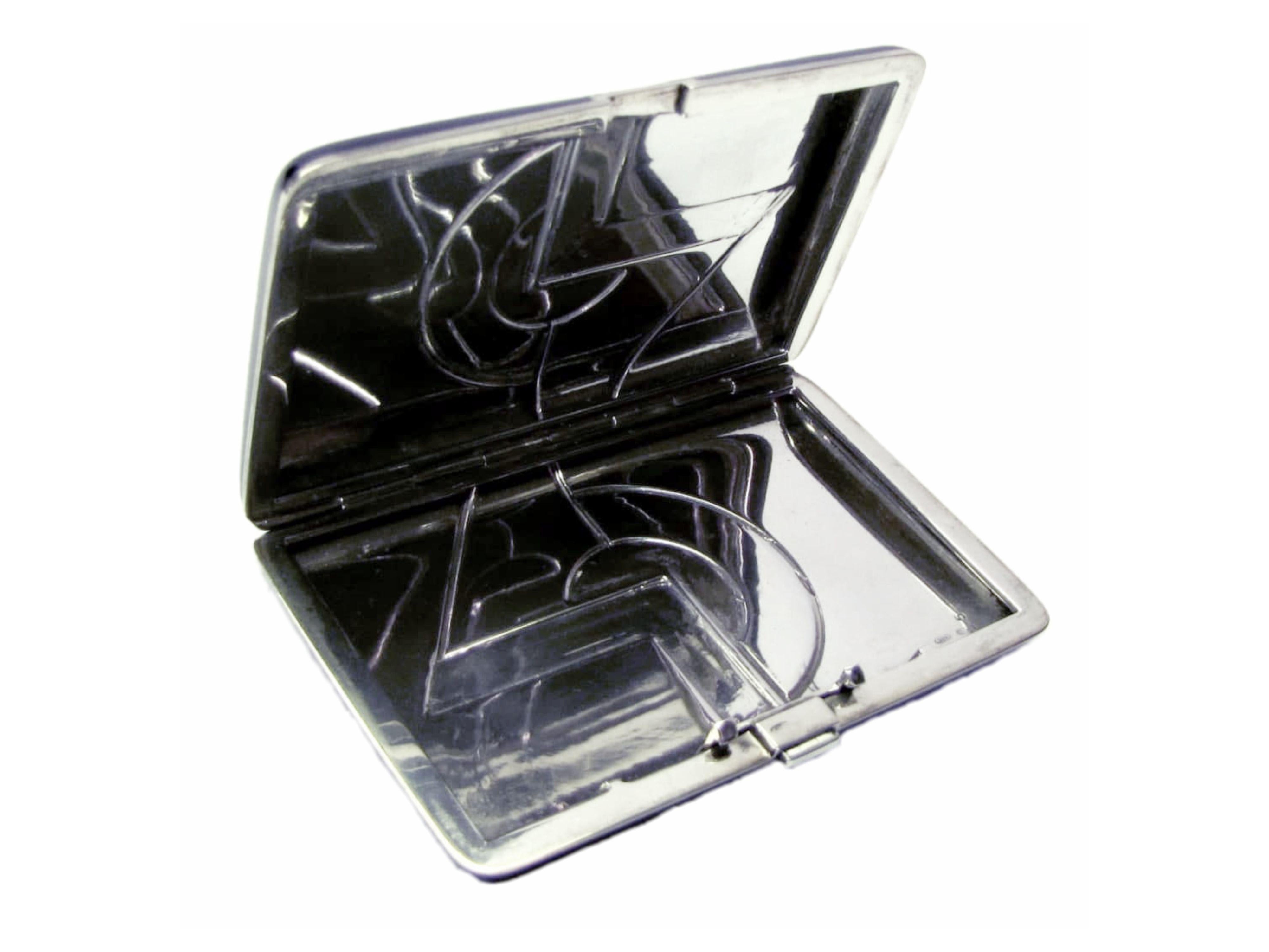 Pitillera Negra para Bolso Plata Esmaltada Salimbeni Tallado a mano en venta