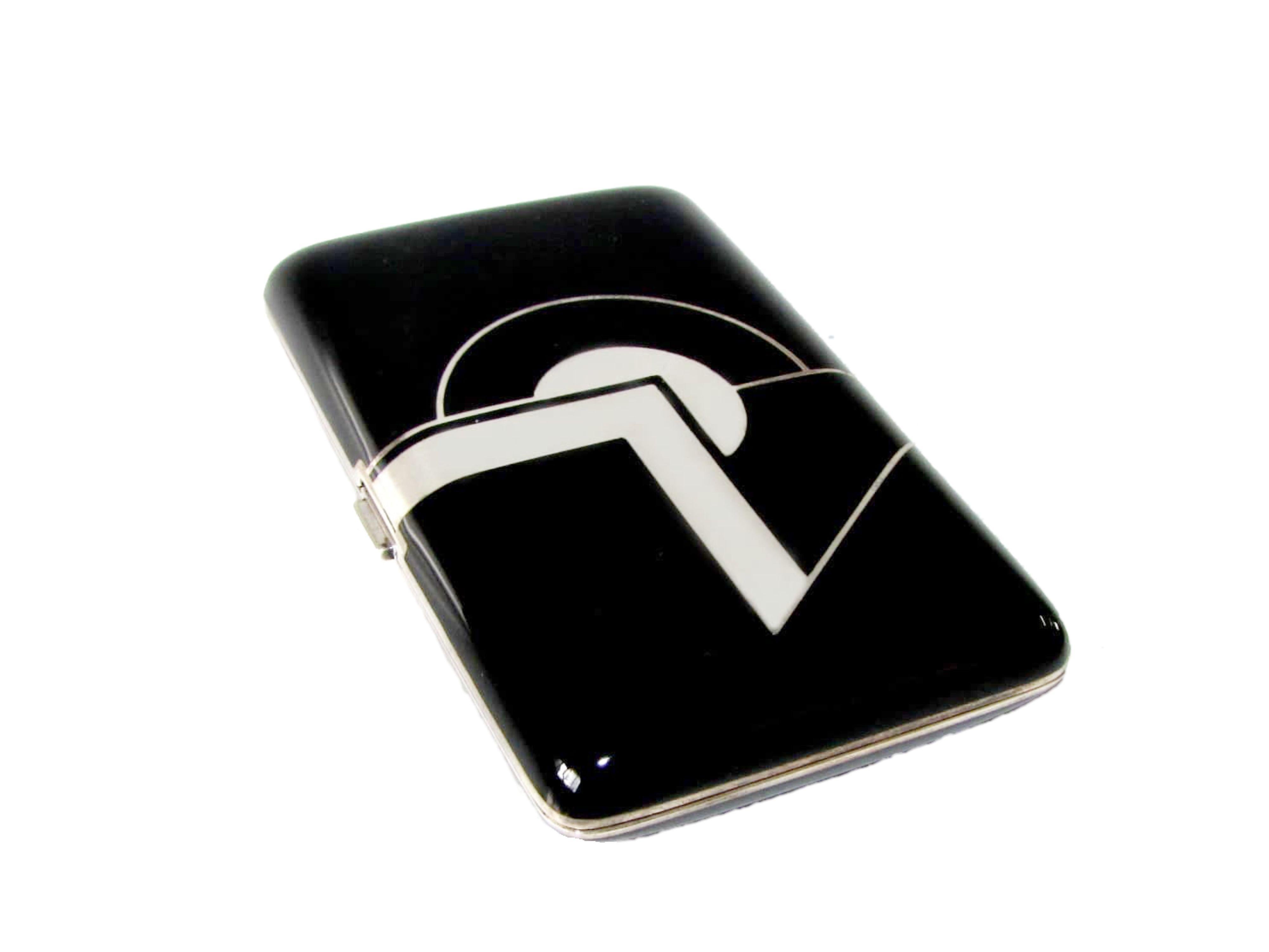 Pitillera Negra para Bolso Plata Esmaltada Salimbeni en Excelente estado para la venta en Firenze, FI