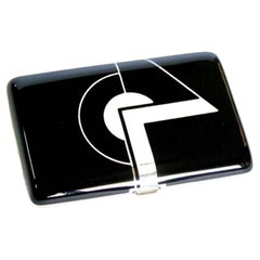 Schwarzes Zigarettenetui für Handtasche aus Sterlingsilber und Emaille Salimbeni