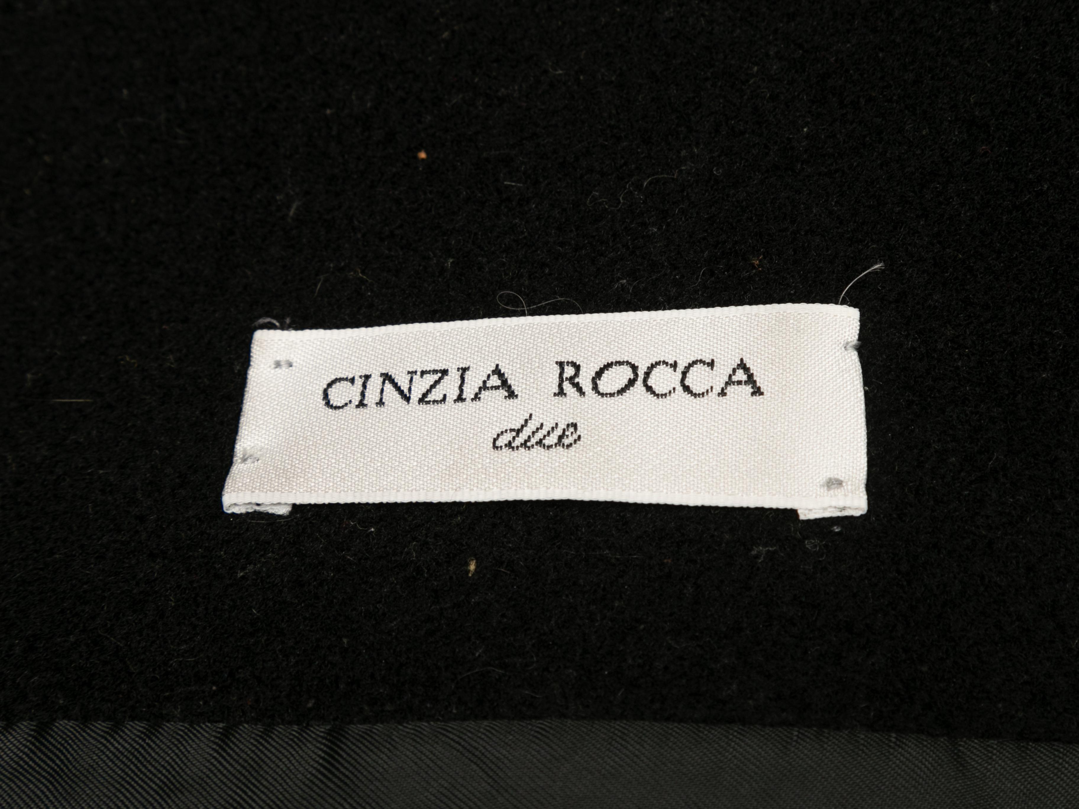 Black Cinzia Rocca Wool Chinchilla-Trimmed Coat Size IT 42 1