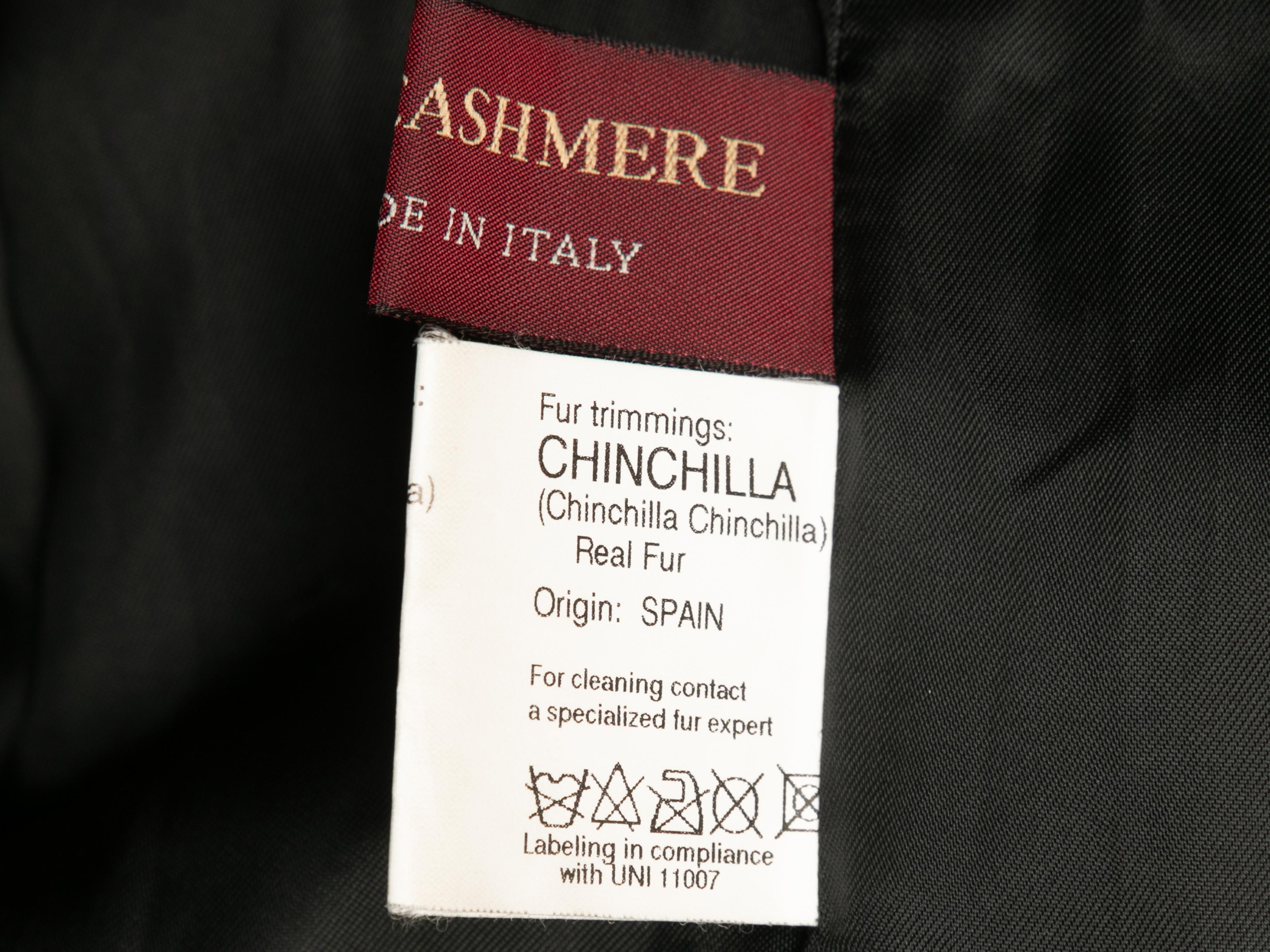 Black Cinzia Rocca Wool Chinchilla-Trimmed Coat Size IT 42 3