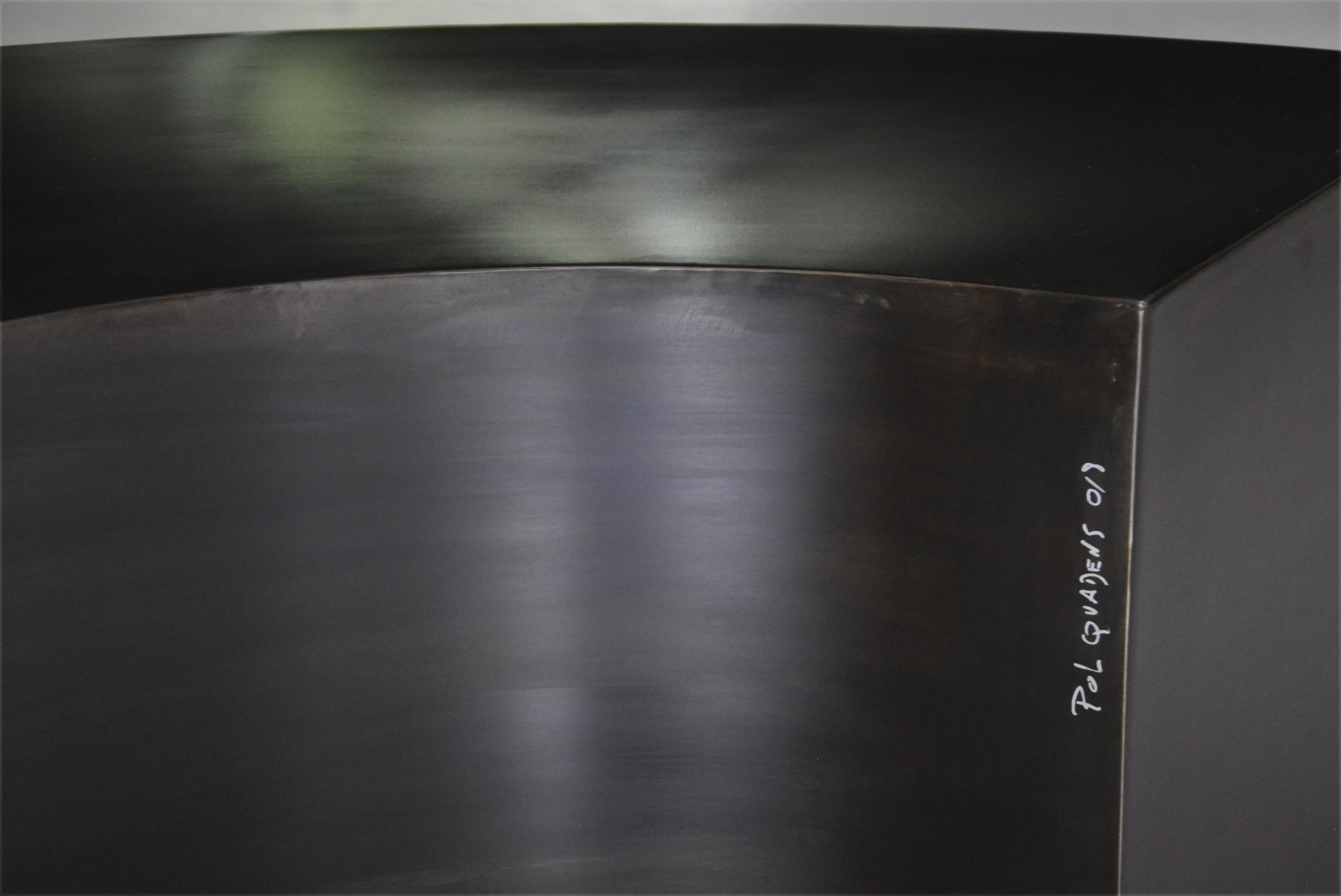 Post-Modern Black Circle Table by Pol Quadens For Sale