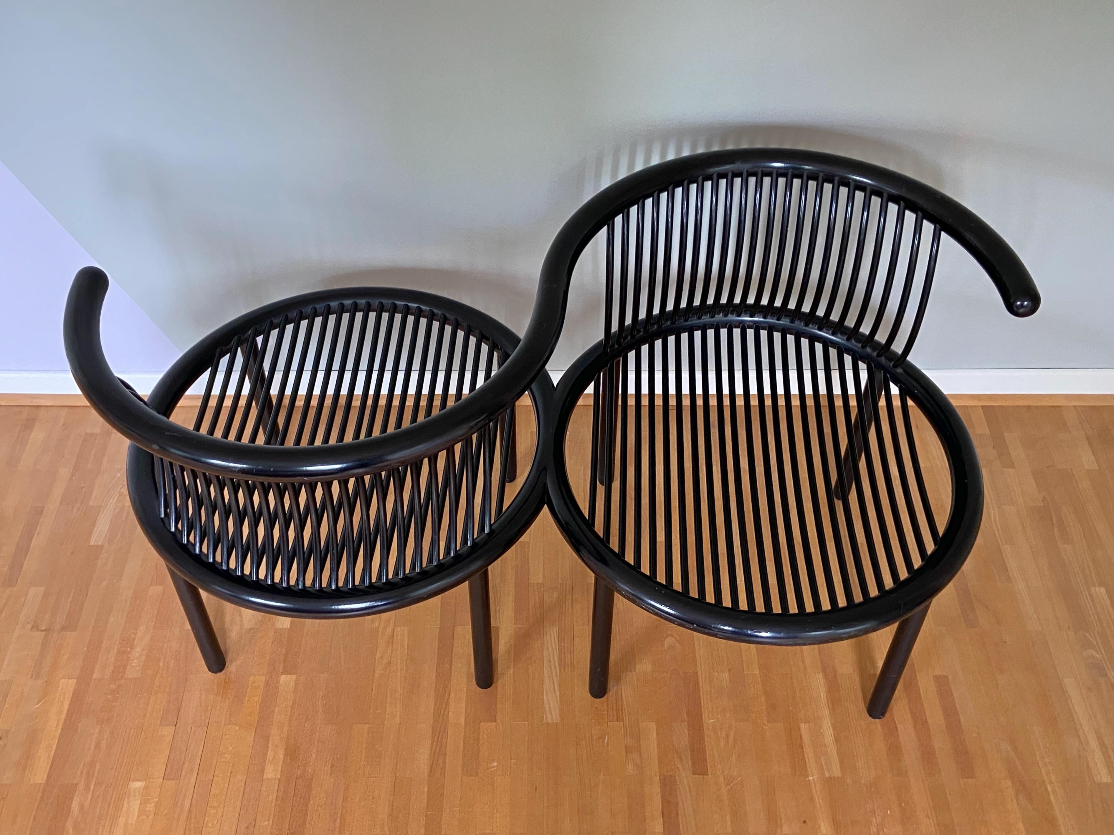 Mid-Century Modern Black Circo Conversation Easy 2-Seater Chair by Herbert Ohl for Lübke, 1984