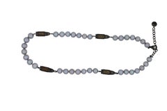Orange Citrine Pave Black Bullet Rocket Grey Pearl Sterling Silver Bead Necklace