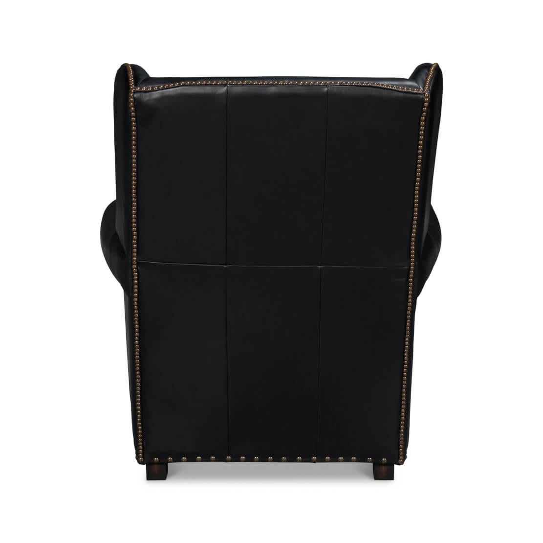 Classique américain Fauteuil en cuir Classic Leather noir en vente
