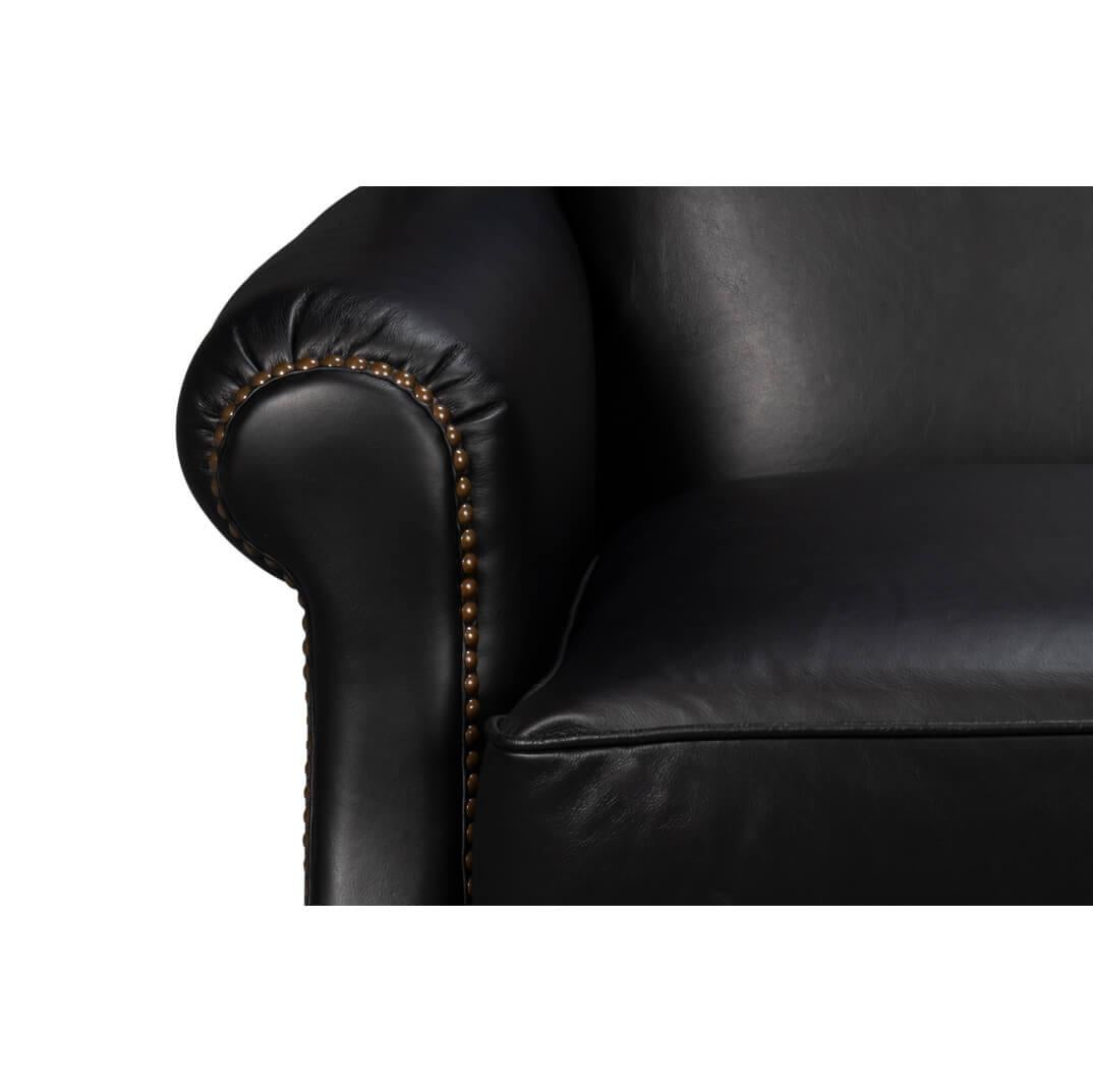 Black Classic Leather Armchair In New Condition For Sale In Westwood, NJ