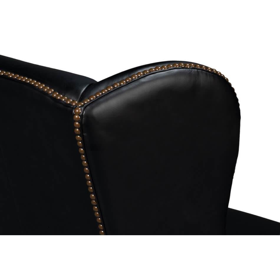 Contemporary Black Classic Leather Armchair For Sale
