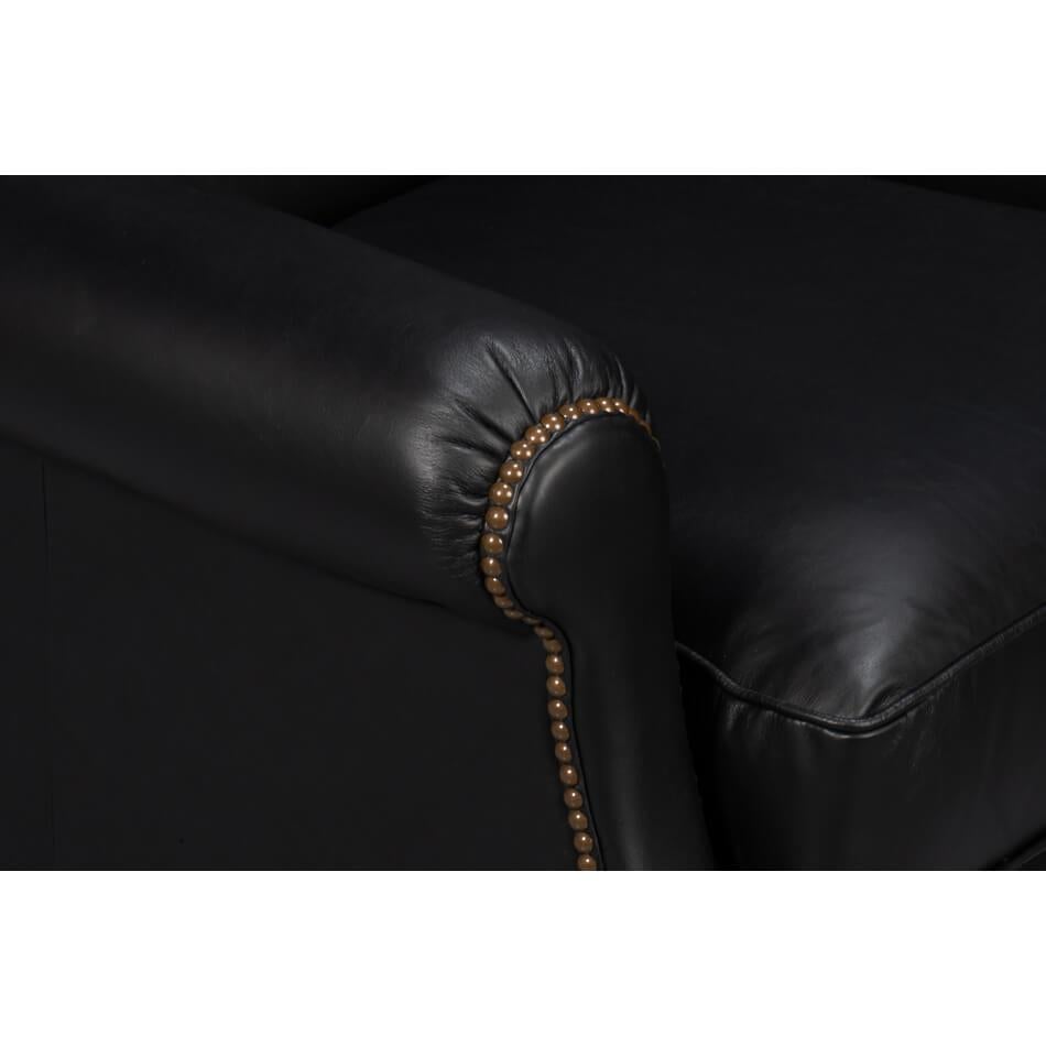 Black Classic Leather Armchair For Sale 2