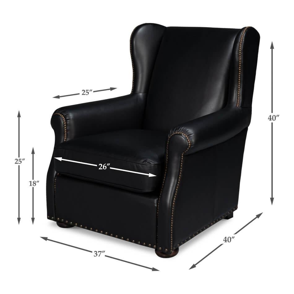 Black Classic Leather Armchair For Sale 3