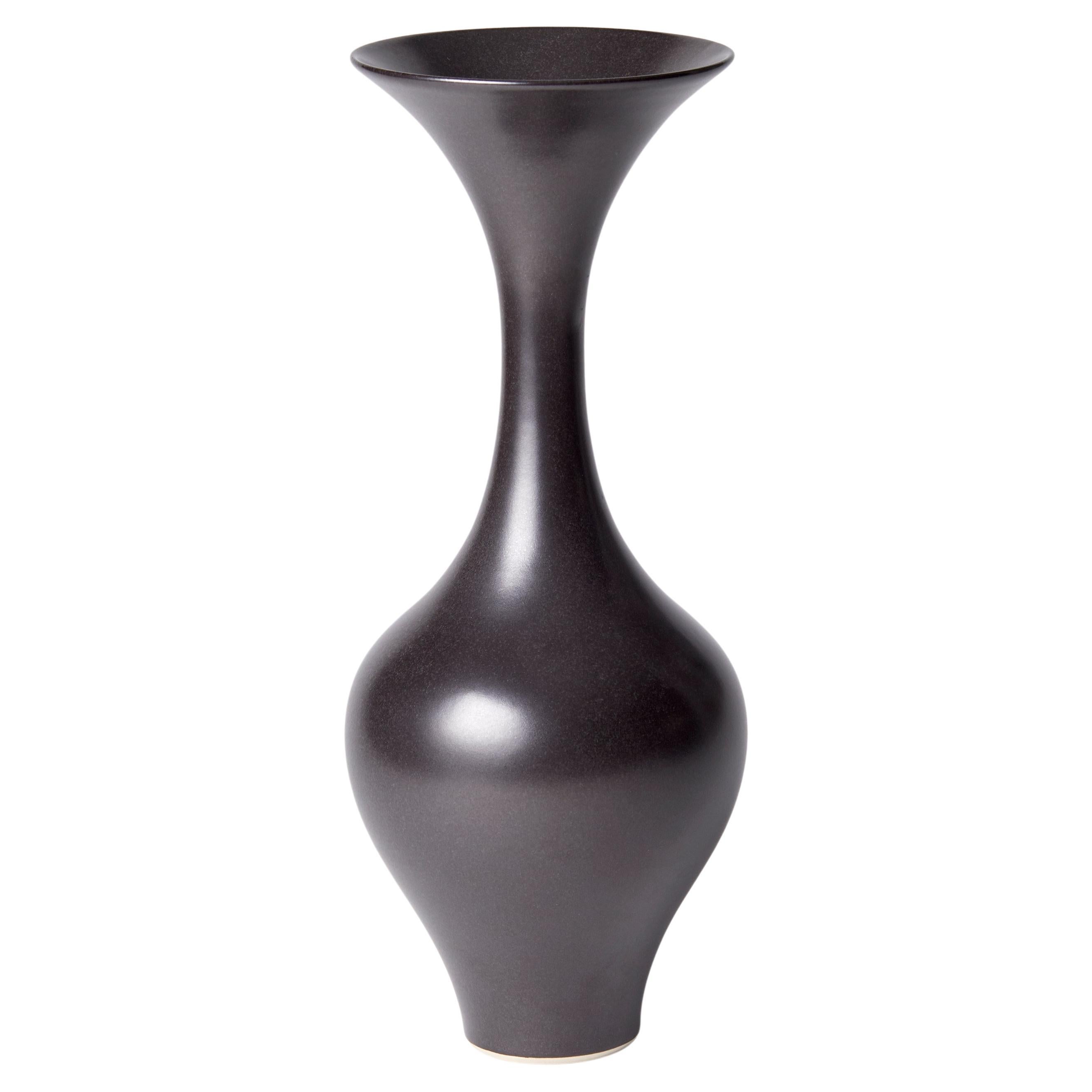 Black Classic Vase II, Unique Black / Ebony Porcelain Vase by Vivienne Foley