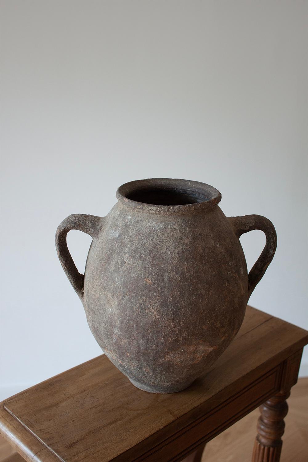 20th Century Black Clay 19th Century Antique Greek Ceramic Pot