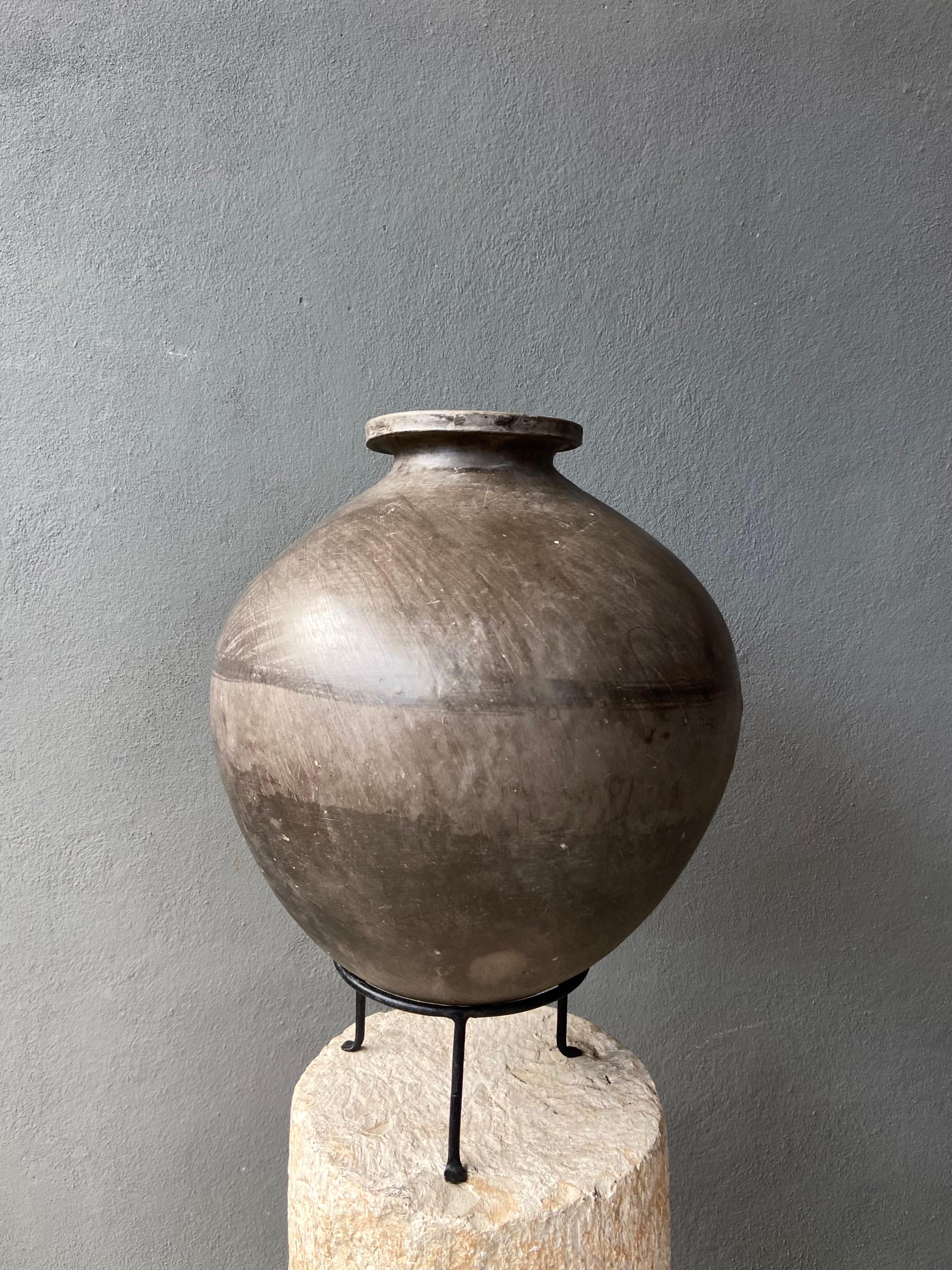 Ceramic Black Clay Mezcal Jug From Oaxaca, Mexico, Circa 1940´s For Sale
