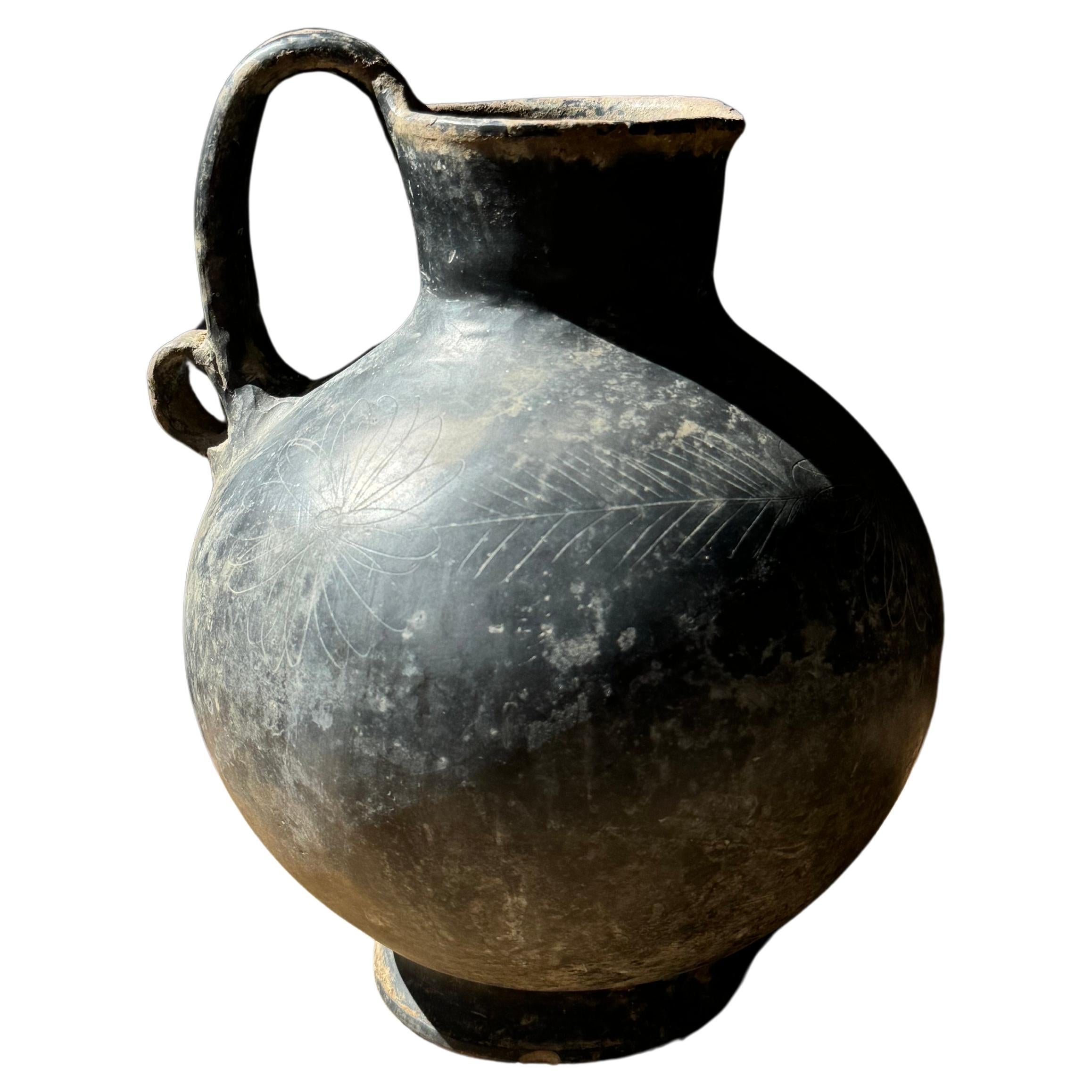 Black Clay Pitcher From Coyotepec, Oaxaca, Circa 1940´s For Sale