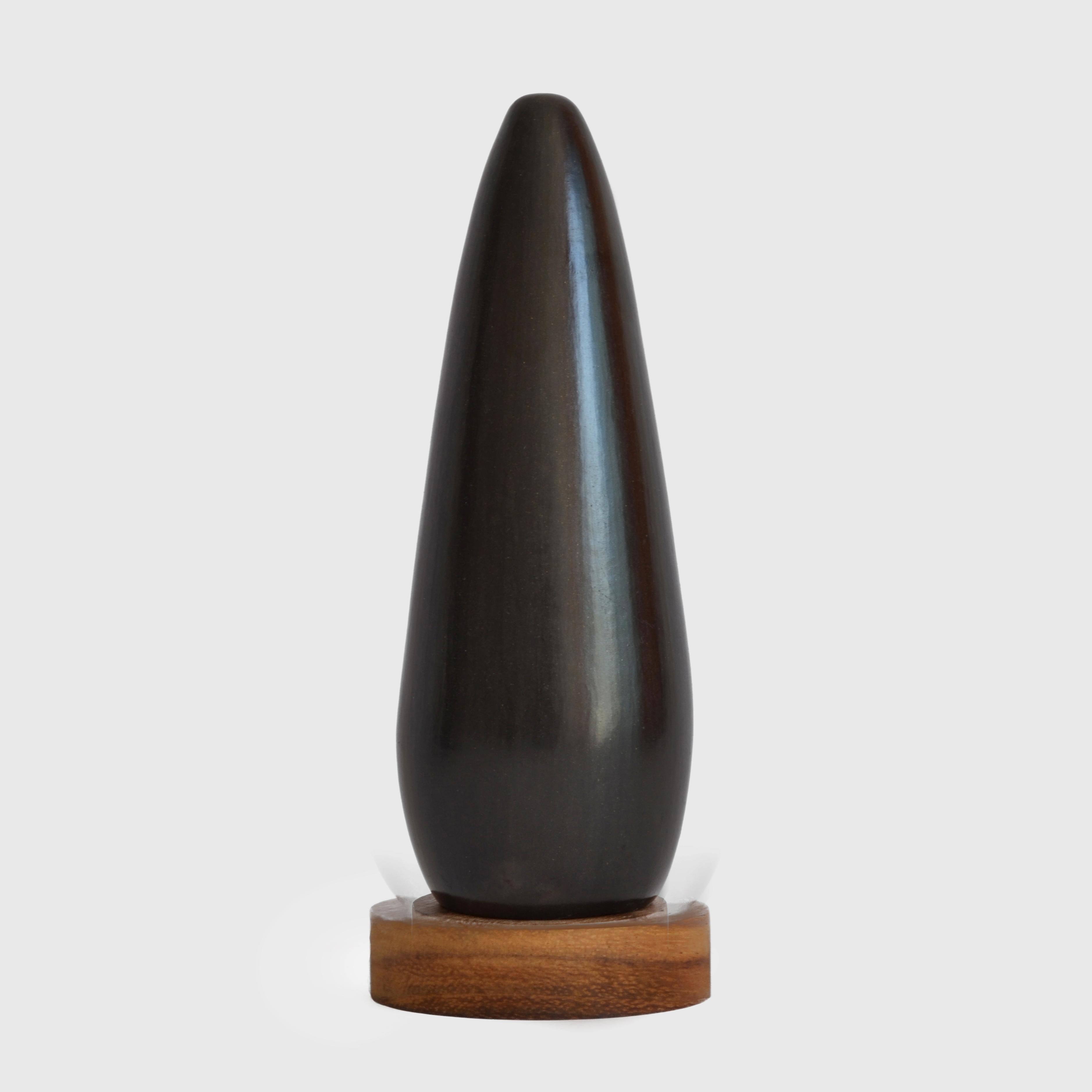 Schwarze Ton-Skulptur Silo, oxidierte Verkleinerung und polierte Ton, abstrakte Kunst (Mexikanisch) im Angebot