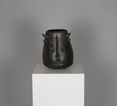 Black Clay Six-Eyed Minotaur Vessel, Mexico