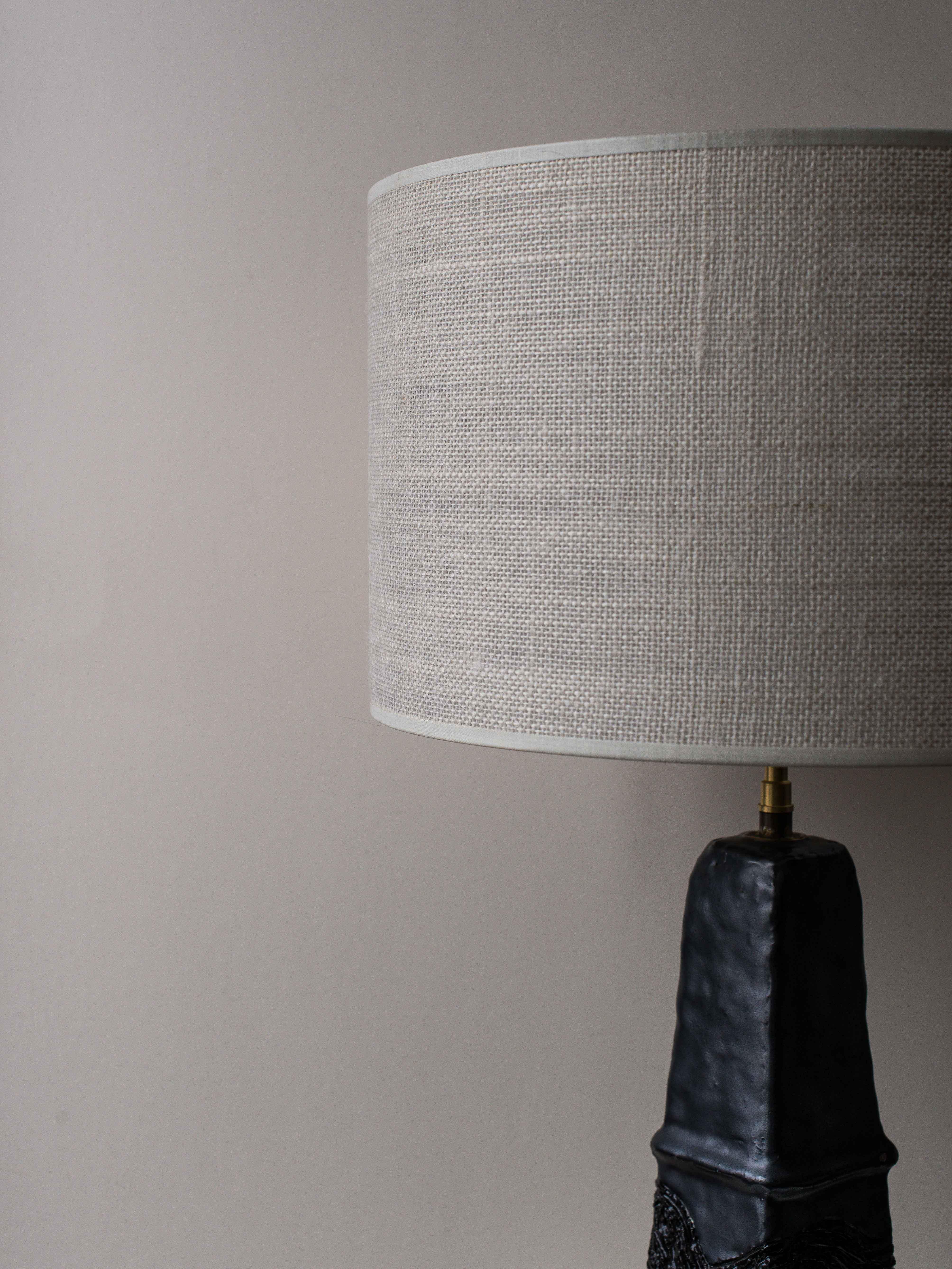 20th Century Mid-Century Table Lamp Black Clay   For Sale