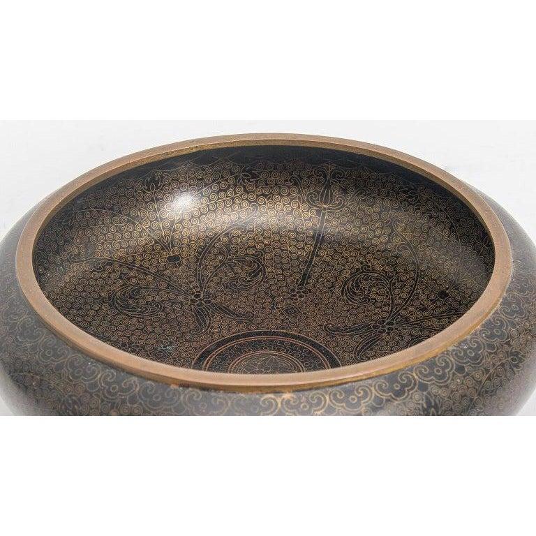 Schwarze Cloisonné-Zensor-Schale (Chinesischer Export)