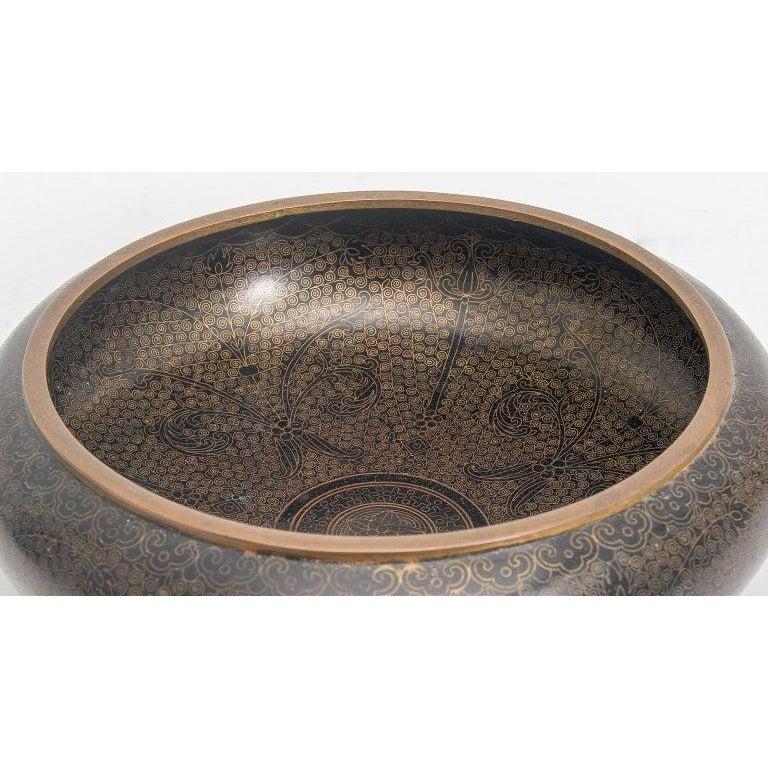 Chinese Export Black Cloisonné Censor Bowl