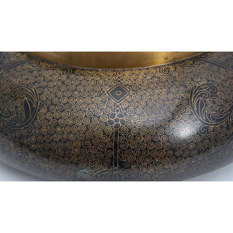 Hand-Crafted Black Cloisonné Censor Bowl