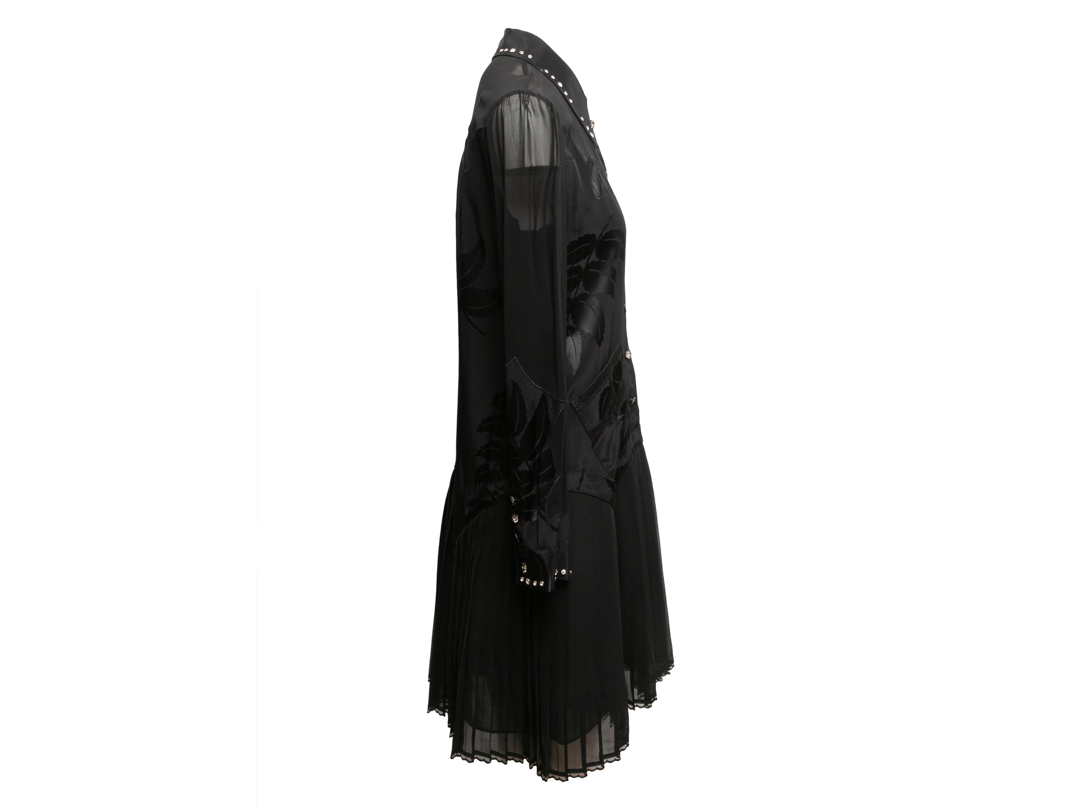 Black Coach 1941 Embellished Semi-Sheer Long Sleeve Dress Size US 8 In Good Condition For Sale In New York, NY