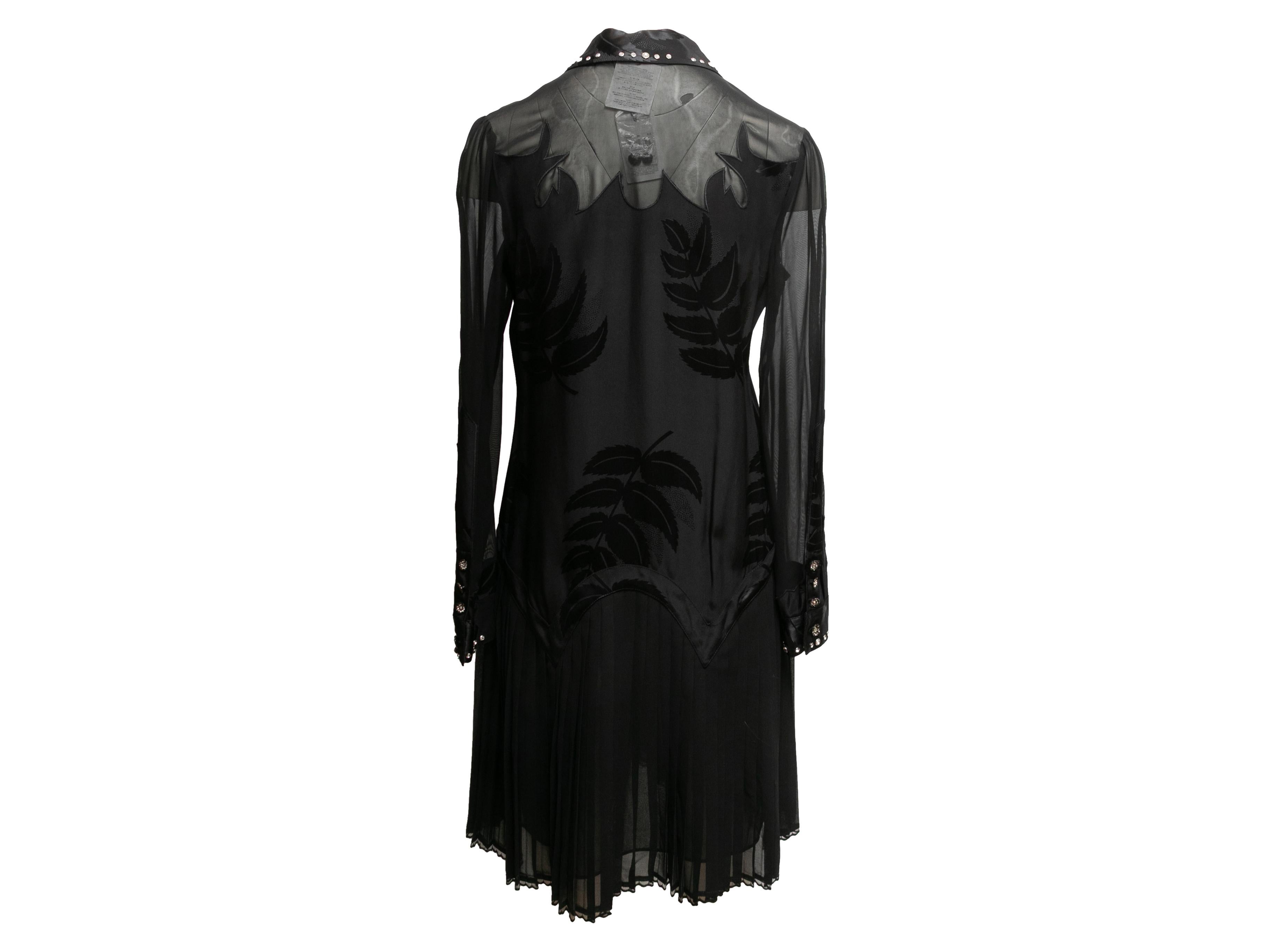 Women's Black Coach 1941 Embellished Semi-Sheer Long Sleeve Dress Size US 8 For Sale