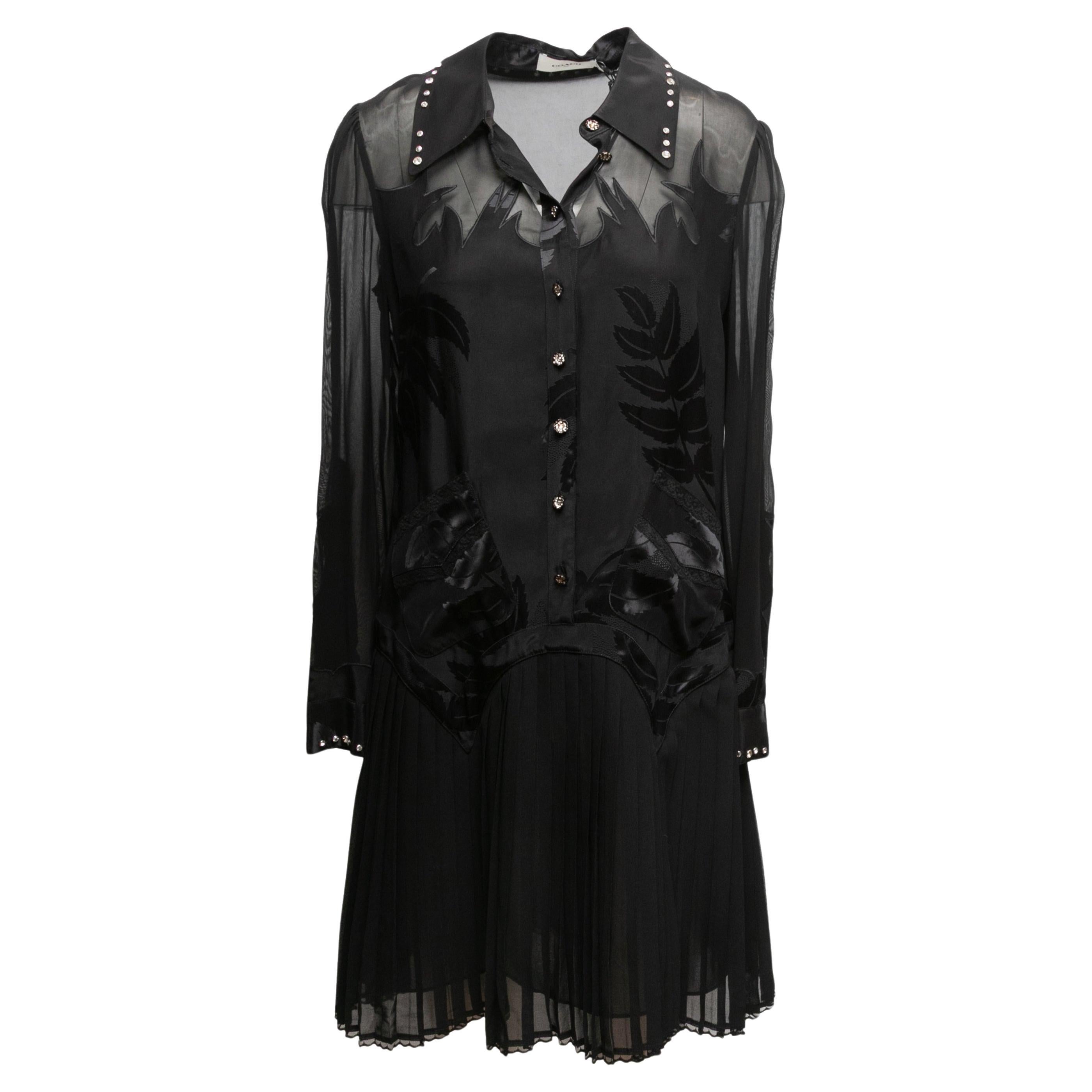 Black Coach 1941 Embellished Semi-Sheer Long Sleeve Dress Size US 8 For Sale