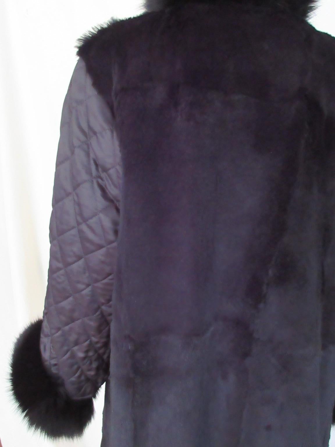 Coates nero con fodera di pelliccia nera rimovibile in vendita 5