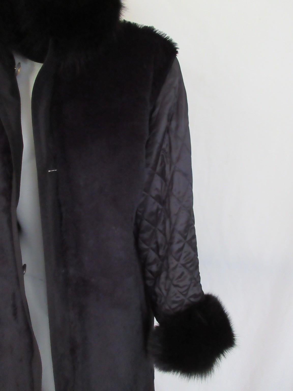 Coates nero con fodera di pelliccia nera rimovibile in vendita 3